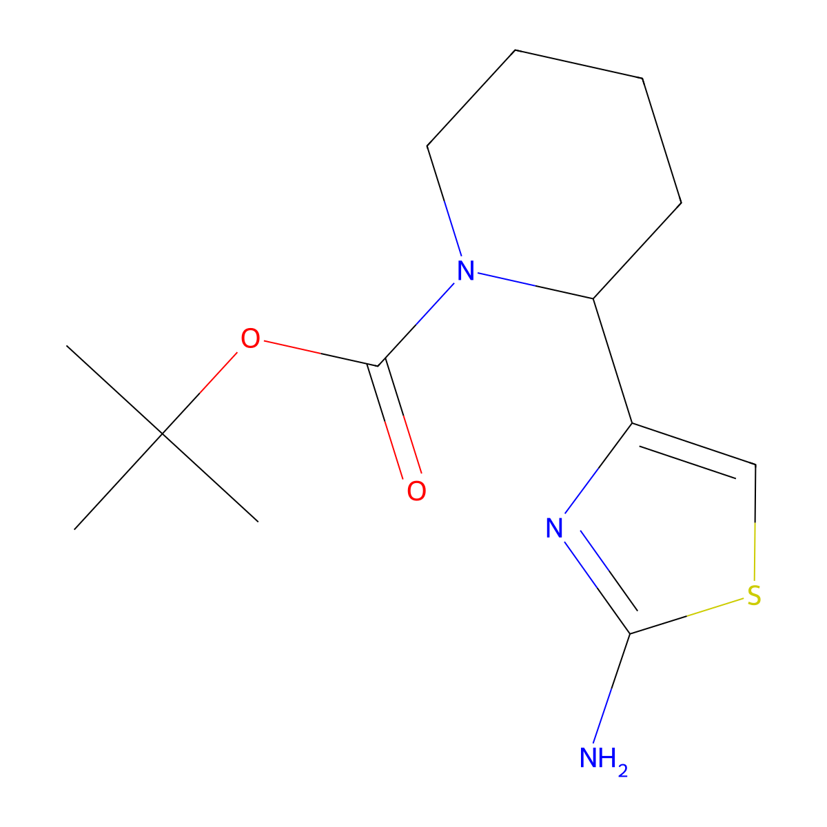Tert-butyl 2-(2-amino-1,3-thiazol-4-yl)piperidine-1-carboxylate molecular structure, CAS 2228395-60-4
