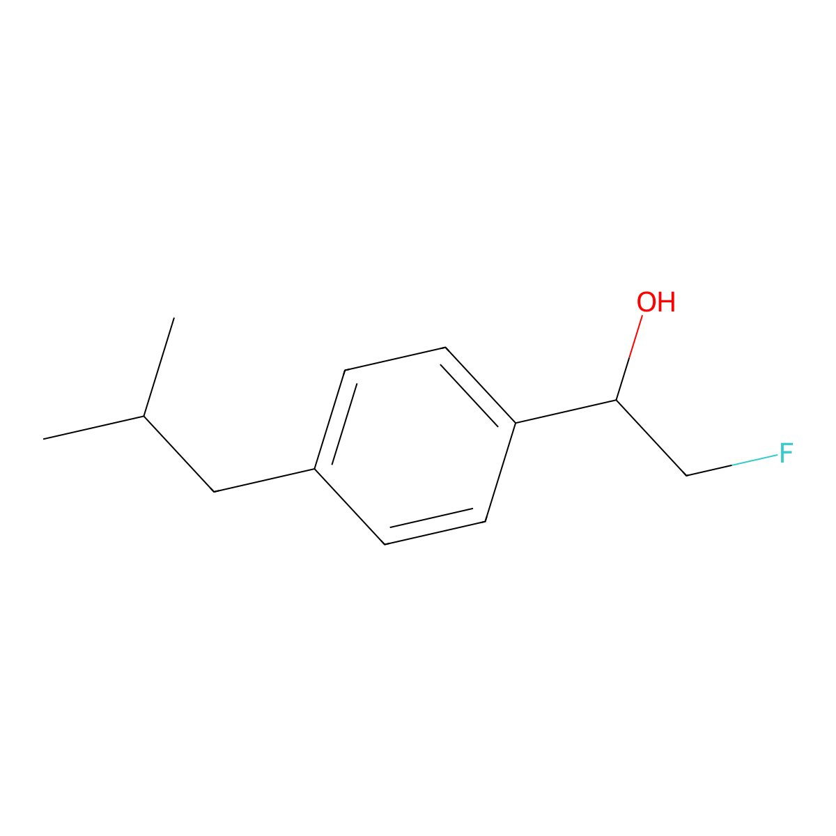 2-Fluoro-1-[4-(2-methylpropyl)phenyl]ethan-1-ol molecular structure, CAS 2228398-90-9
