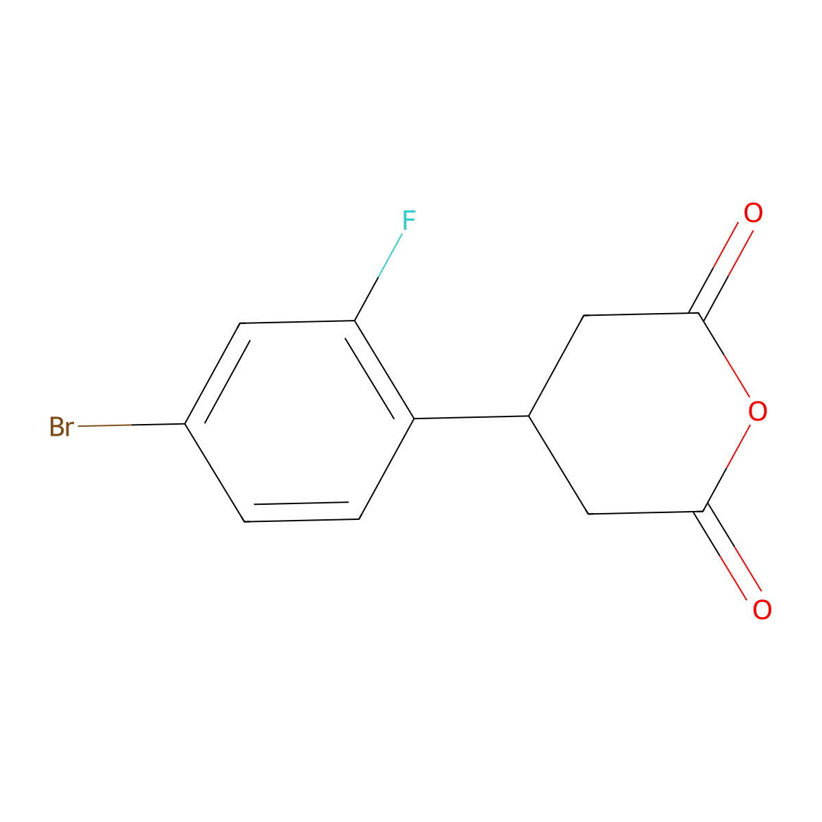 4-(4-Bromo-2-fluorophenyl)oxane-2,6-dione molecular structure, CAS 2228399-70-8