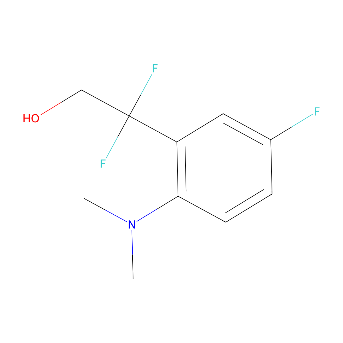 2-[2-(Dimethylamino)-5-fluorophenyl]-2,2-difluoroethan-1-ol molecular structure, CAS 2228402-35-3