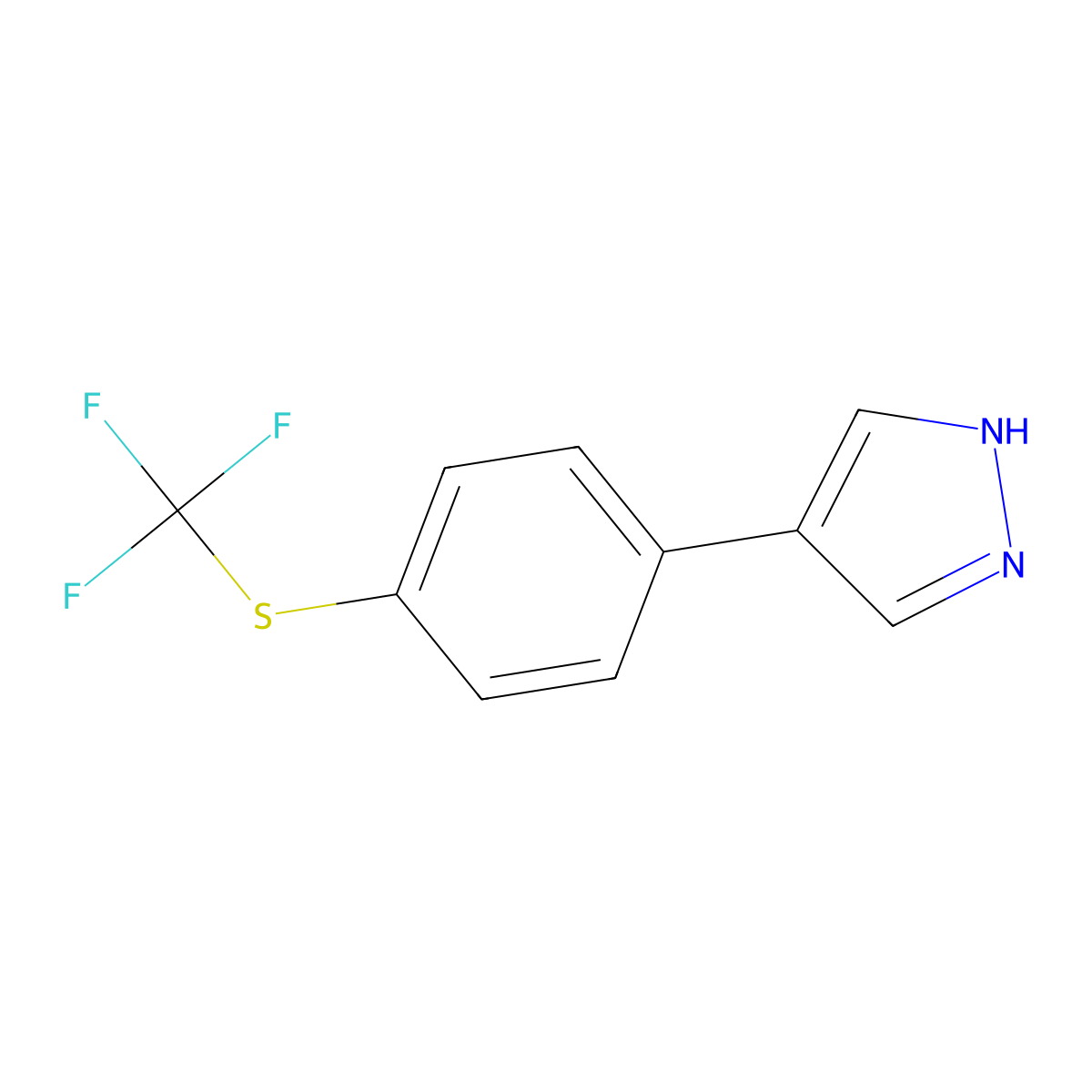4-{4-[(trifluoromethyl)sulfanyl]phenyl}-1H-pyrazole molecular structure, CAS 2228402-94-4