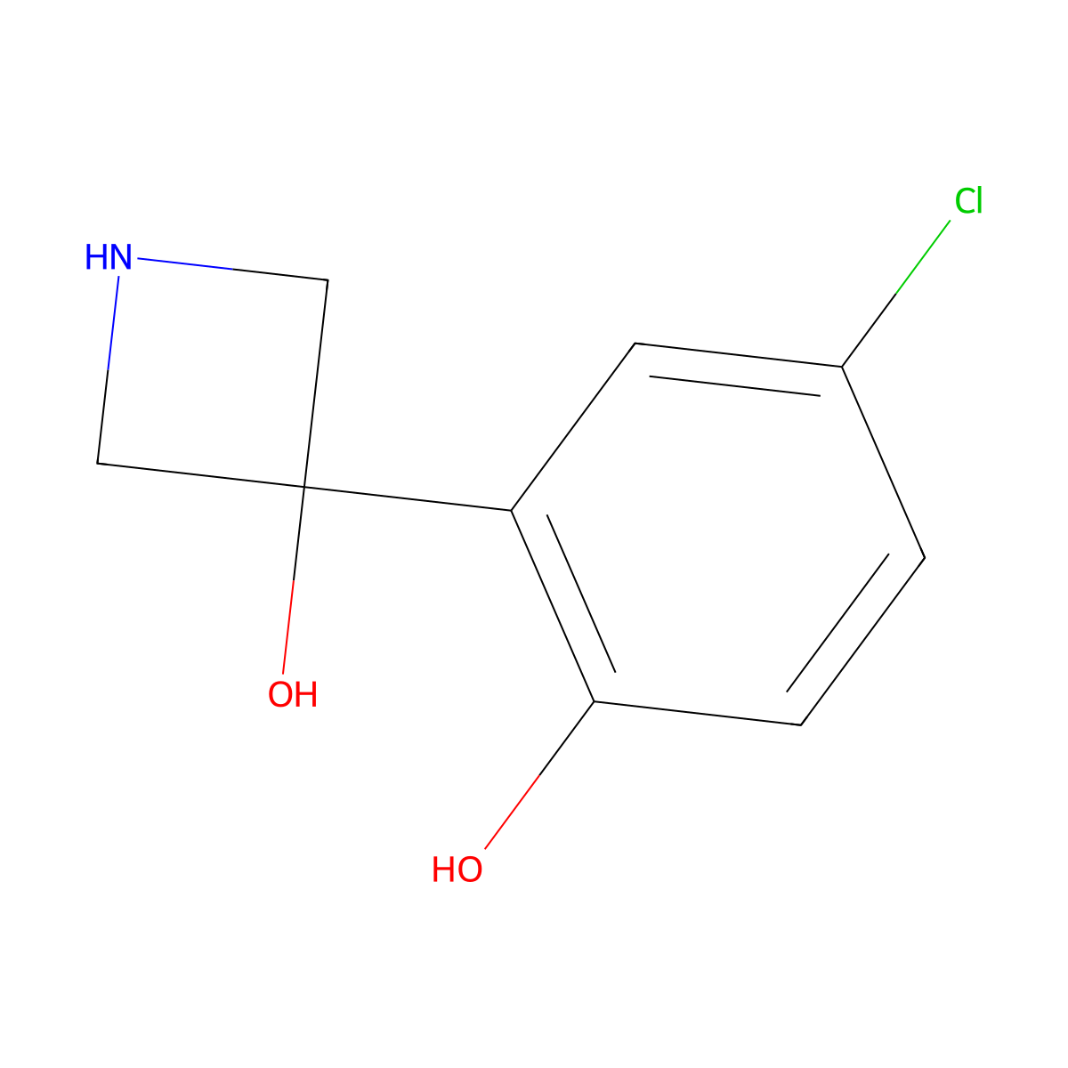 3-(5-Chloro-2-hydroxyphenyl)azetidin-3-ol molecular structure, CAS 2228404-90-6