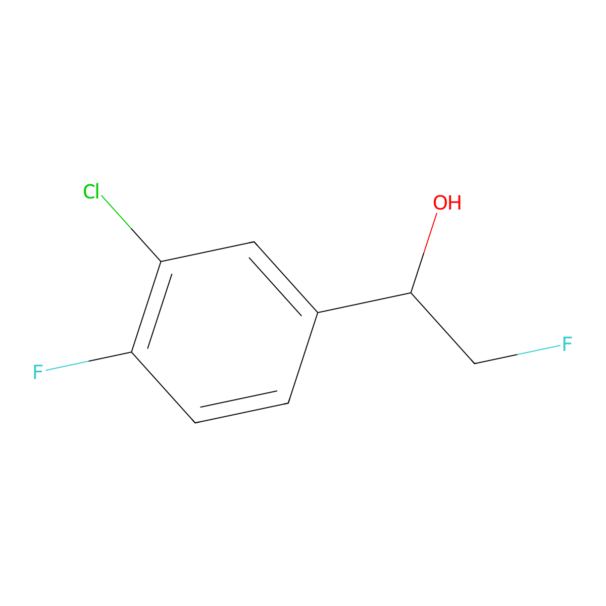 1-(3-Chloro-4-fluorophenyl)-2-fluoroethan-1-ol molecular structure, CAS 2228407-12-1