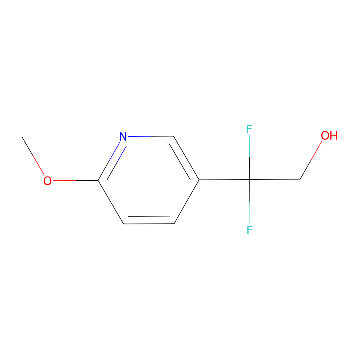 2,2-Difluoro-2-(6-methoxypyridin-3-yl)ethan-1-ol molecular structure, CAS 2228408-68-0