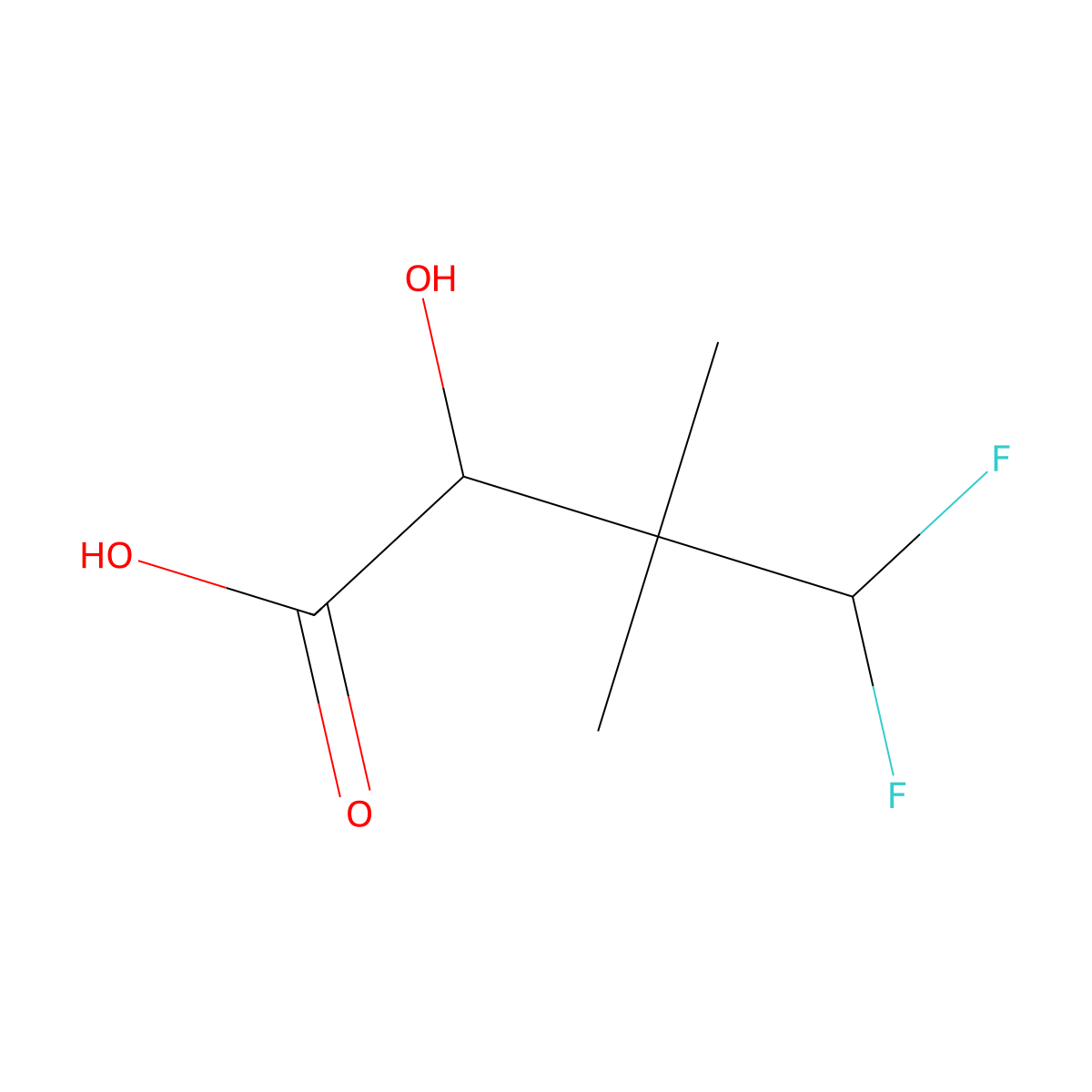 4,4-Difluoro-2-hydroxy-3,3-dimethylbutanoicacid molecular structure, CAS 2228410-82-8