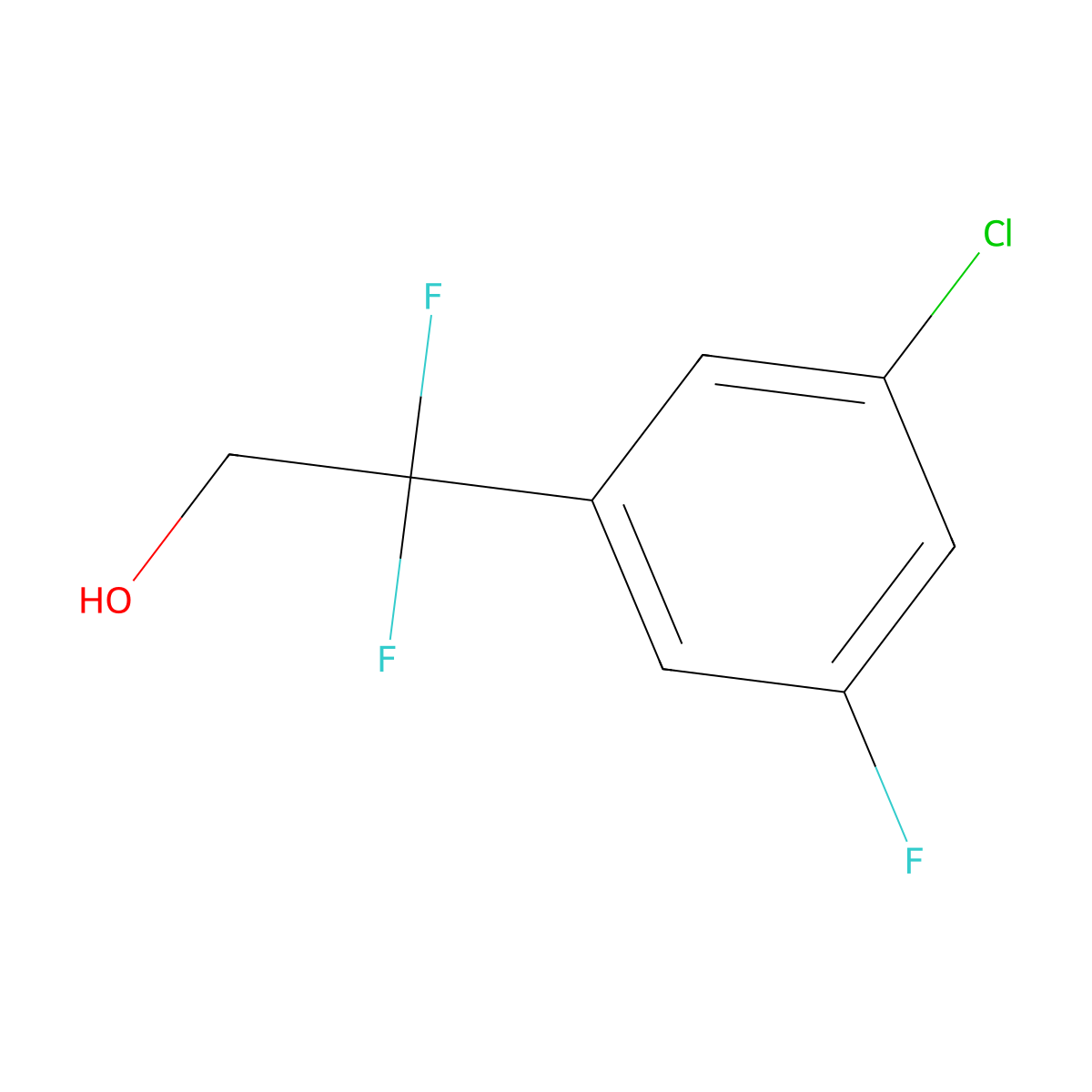2-(3-Chloro-5-fluorophenyl)-2,2-difluoroethan-1-ol molecular structure, CAS 2228411-30-9