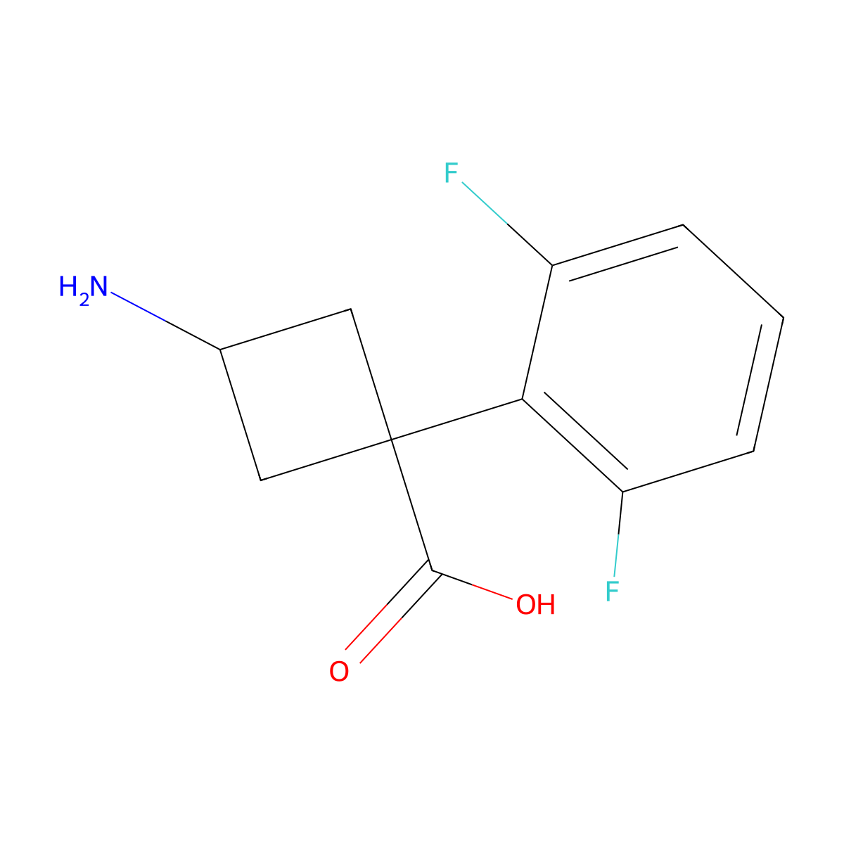 3-Amino-1-(2,6-difluorophenyl)cyclobutane-1-carboxylic acid molecular structure, CAS 2228411-84-3