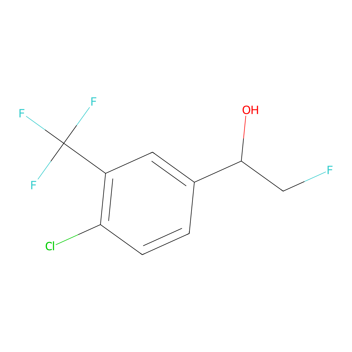 1-[4-Chloro-3-(trifluoromethyl)phenyl]-2-fluoroethan-1-ol molecular structure, CAS 2228414-01-3