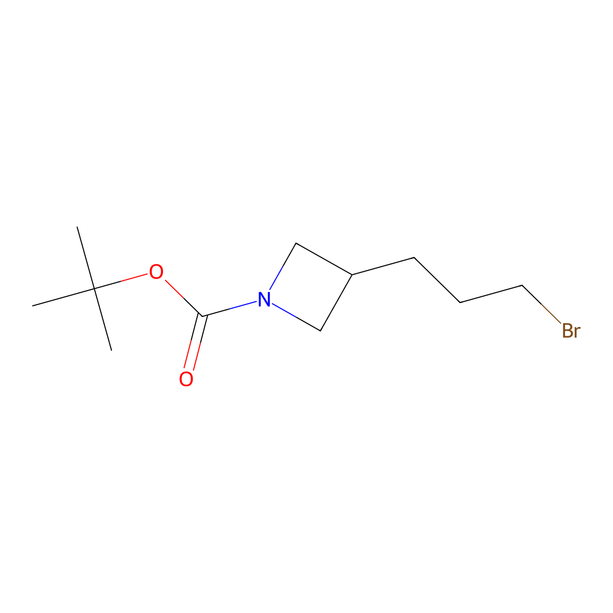 Tert-butyl 3-(3-bromopropyl)azetidine-1-carboxylate molecular structure, CAS 2228416-37-1