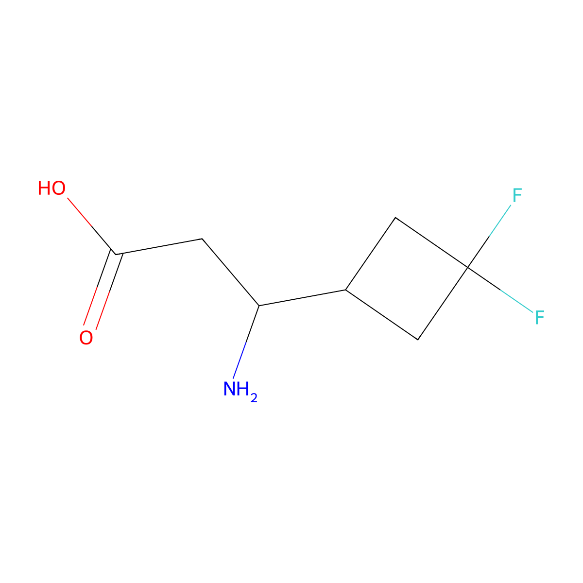 3-Amino-3-(3,3-difluorocyclobutyl)propanoic acid molecular structure, CAS 2228417-08-9