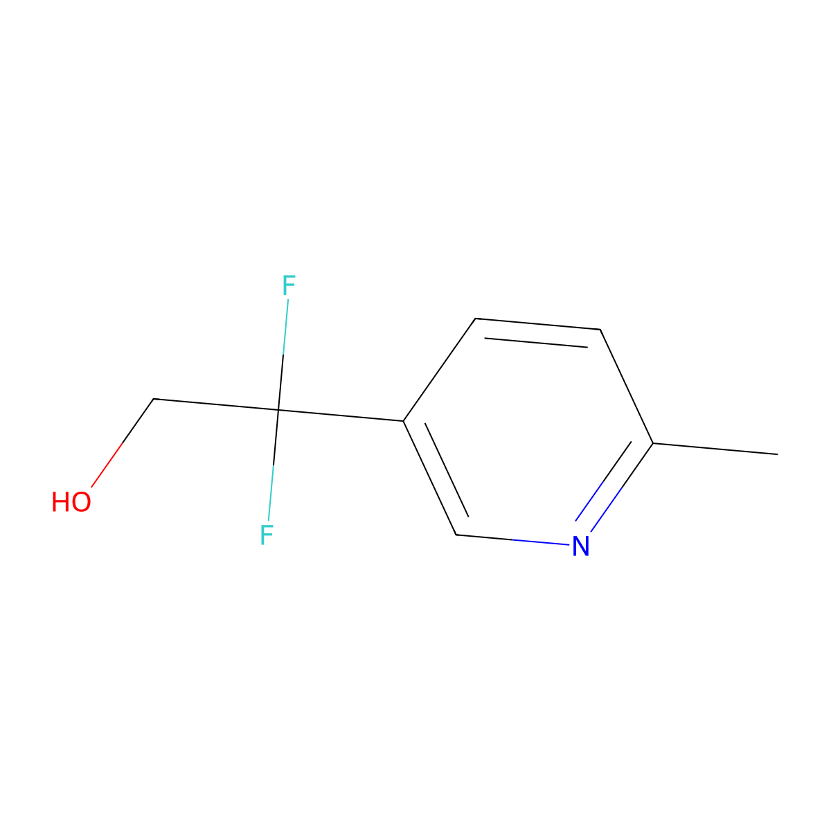2,2-Difluoro-2-(6-methylpyridin-3-yl)ethan-1-ol molecular structure, CAS 2228419-08-5