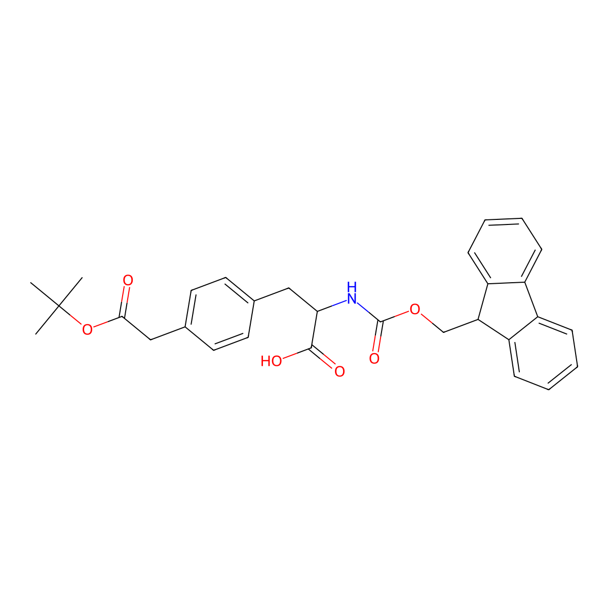 (S)-2-((((9H-Fluoren-9-yl)methoxy)carbonyl)amino)-3-(4-(2-(tert-butoxy)-2-oxoethyl)phenyl)propanoic acid molecular structure, CAS 222842-99-1
