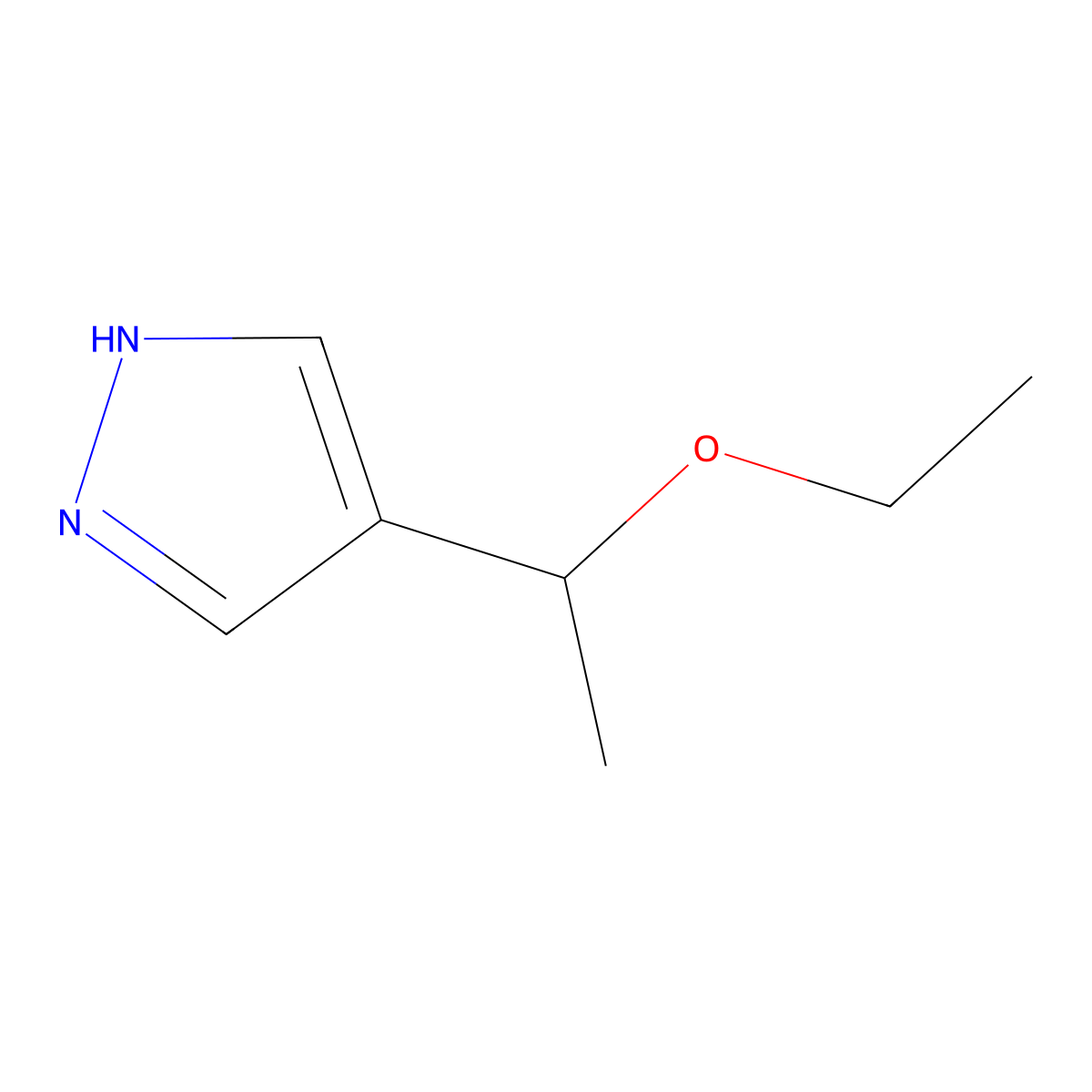 4-(1-ethoxyethyl)-1H-pyrazole molecular structure, CAS 2228423-28-5