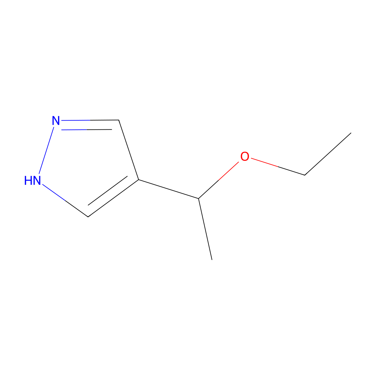 4-(1-ethoxyethyl)-1H-pyrazole molecular structure, CAS 2228423-28-5