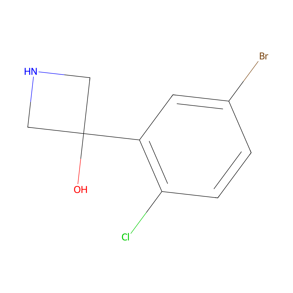 3-(5-Bromo-2-chlorophenyl)azetidin-3-ol molecular structure, CAS 2228426-25-1