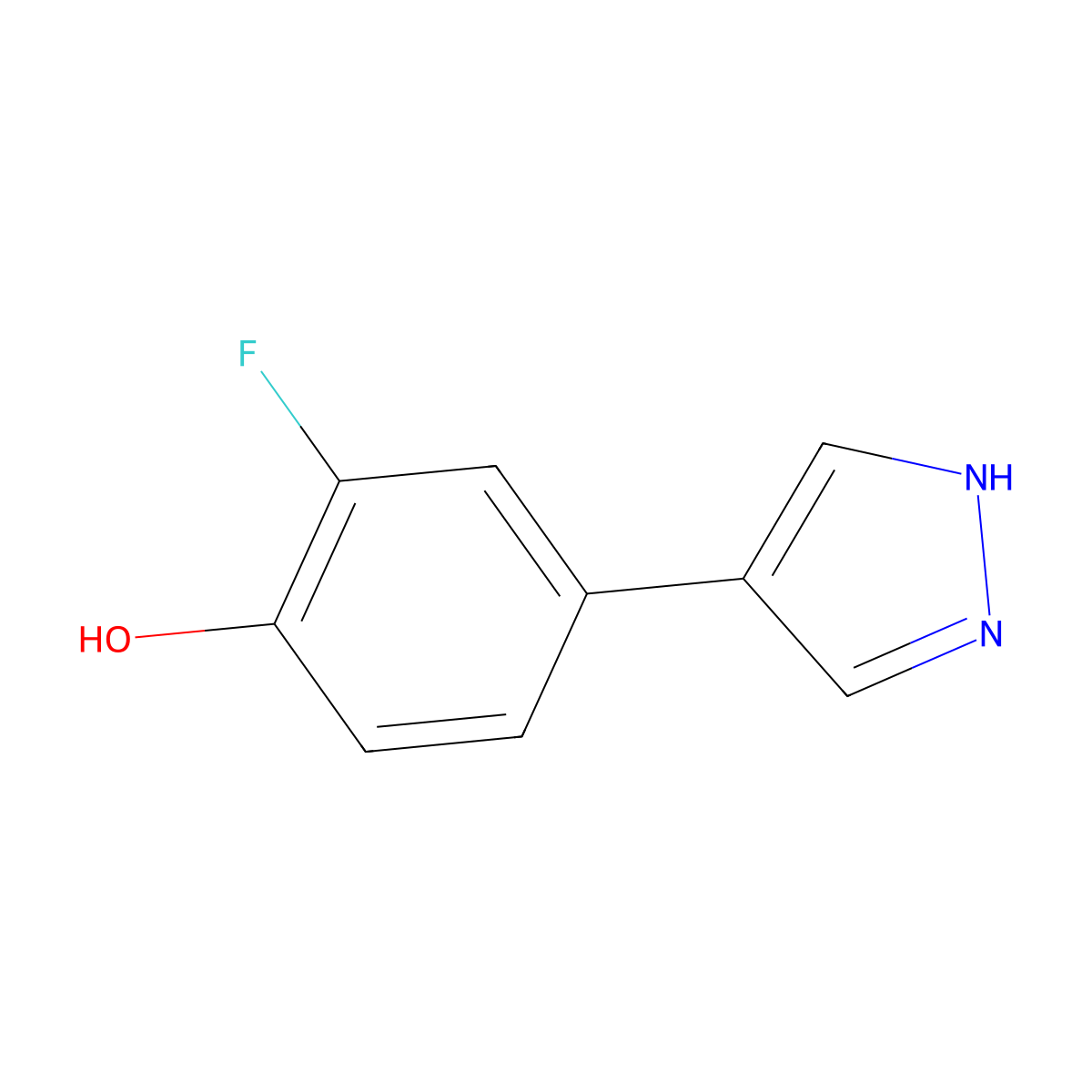 2-fluoro-4-(1H-pyrazol-4-yl)phenol molecular structure, CAS 2228427-21-0