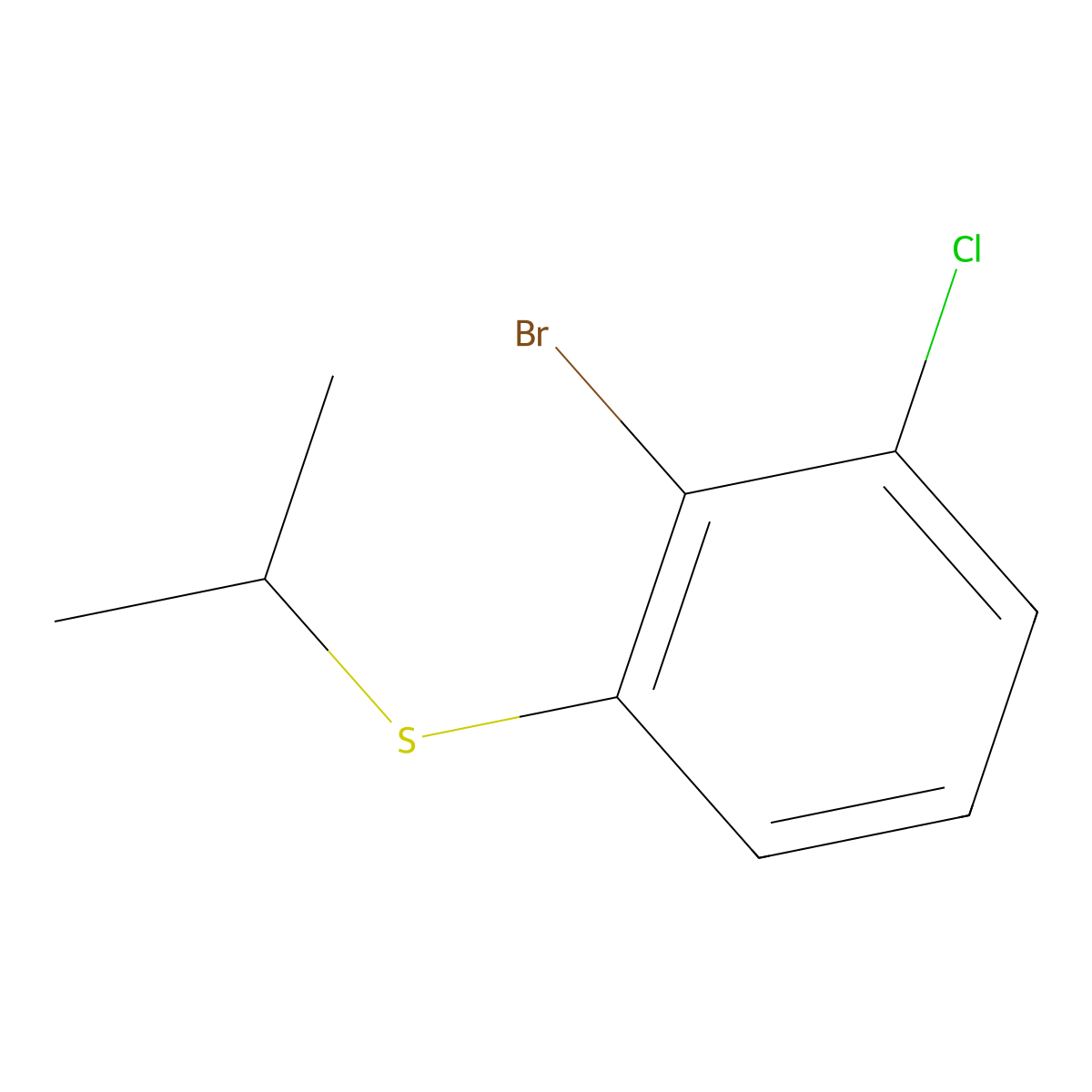 2-Bromo-1-chloro-3-(propan-2-ylsulfanyl)benzene molecular structure, CAS 2228428-55-3