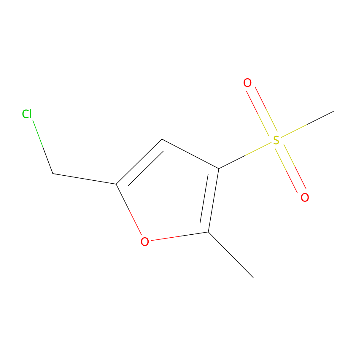 5-(Chloromethyl)-3-methanesulfonyl-2-methylfuran molecular structure, CAS 2228429-38-5