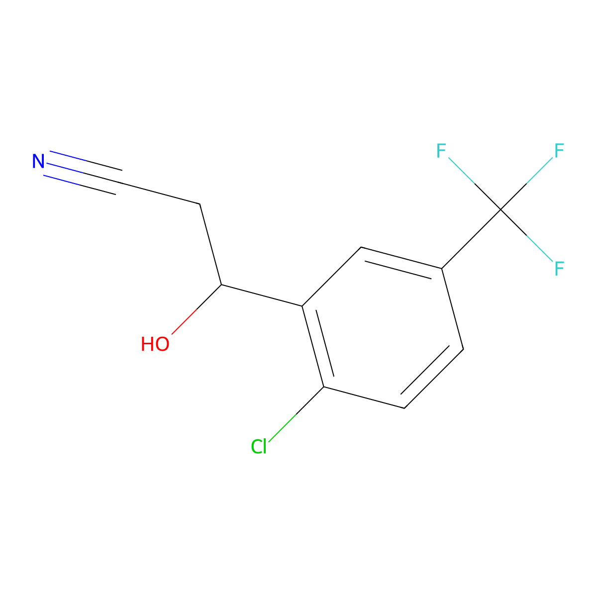 3-[2-Chloro-5-(trifluoromethyl)phenyl]-3-hydroxypropanenitrile molecular structure, CAS 2228434-09-9