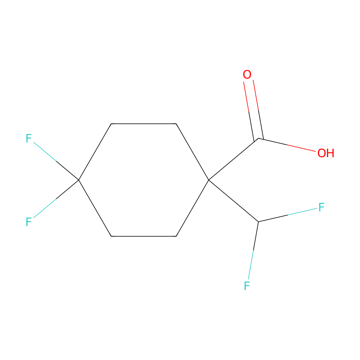 1-(Difluoromethyl)-4,4-difluorocyclohexane-1-carboxylicacid molecular structure, CAS 2228436-55-1