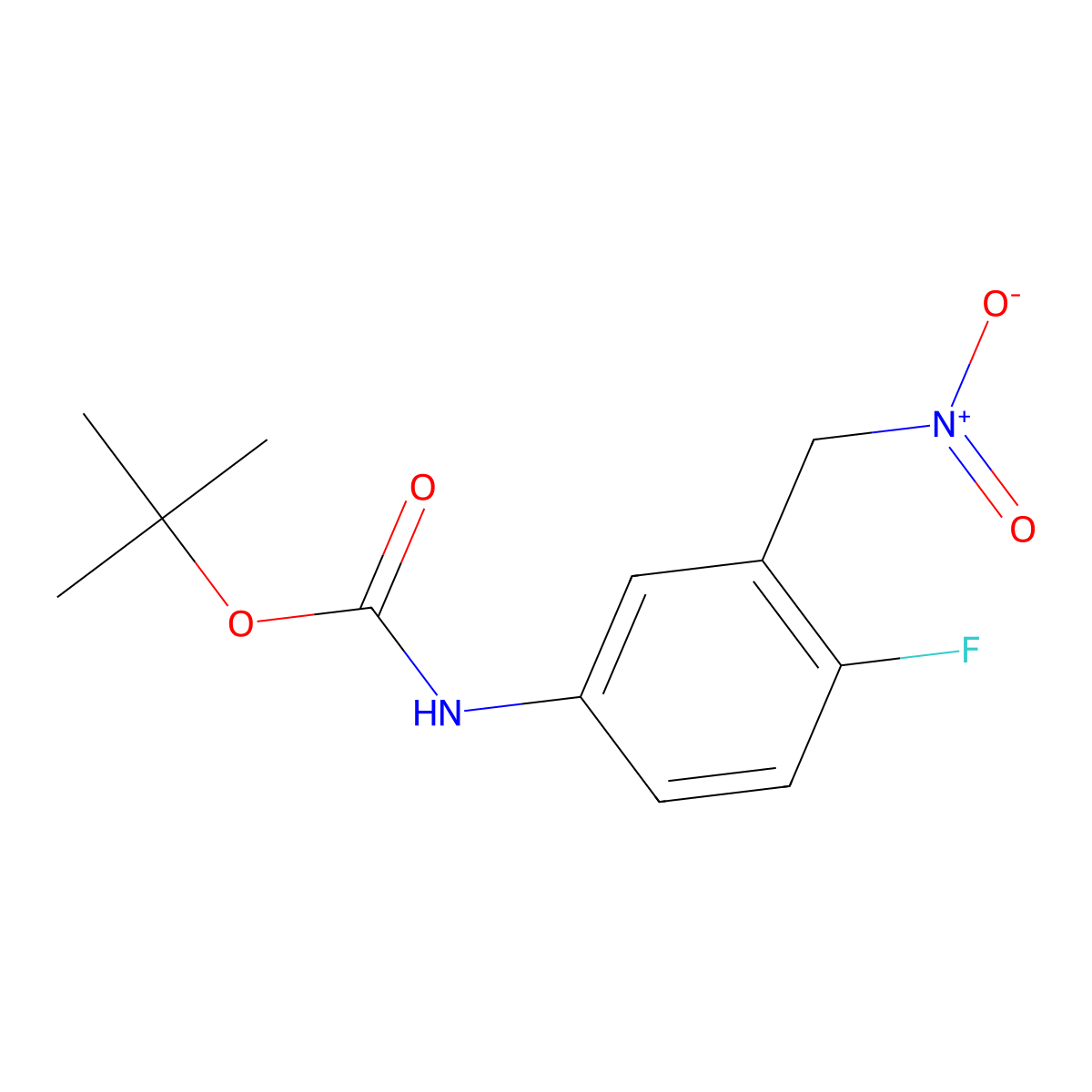 Tert-butyl N-[4-fluoro-3-(nitromethyl)phenyl]carbamate molecular structure, CAS 2228436-60-8