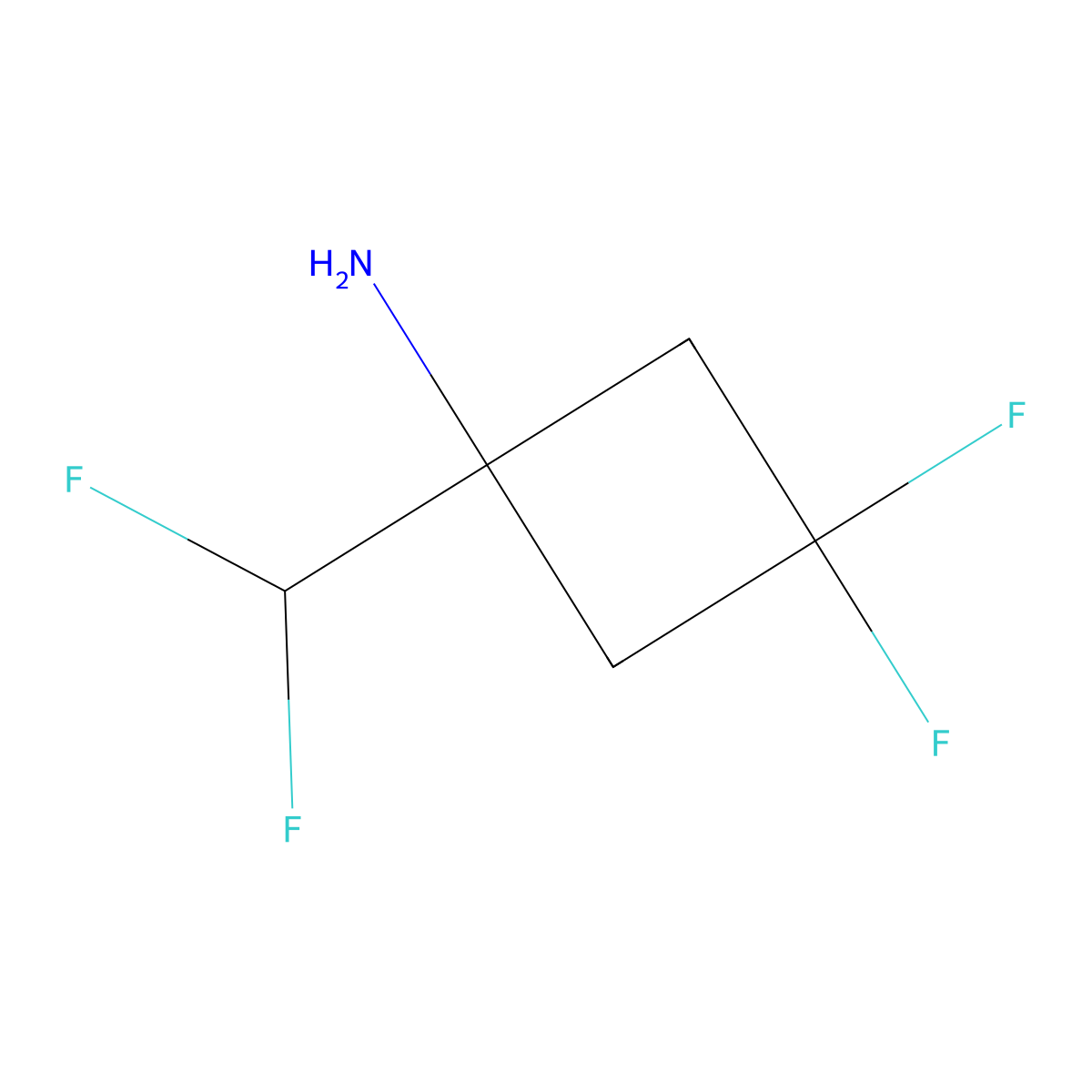 1-(Difluoromethyl)-3,3-difluorocyclobutan-1-amine molecular structure, CAS 2228436-62-0