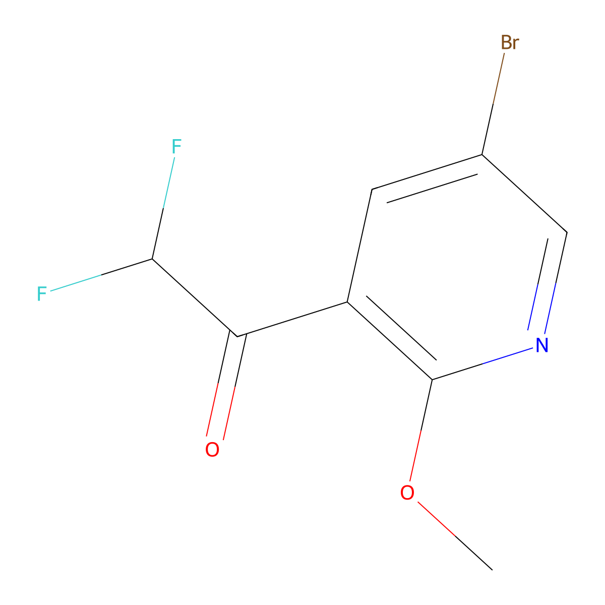 1-(5-Bromo-2-methoxypyridin-3-yl)-2,2-difluoroethan-1-one molecular structure, CAS 2228438-29-5