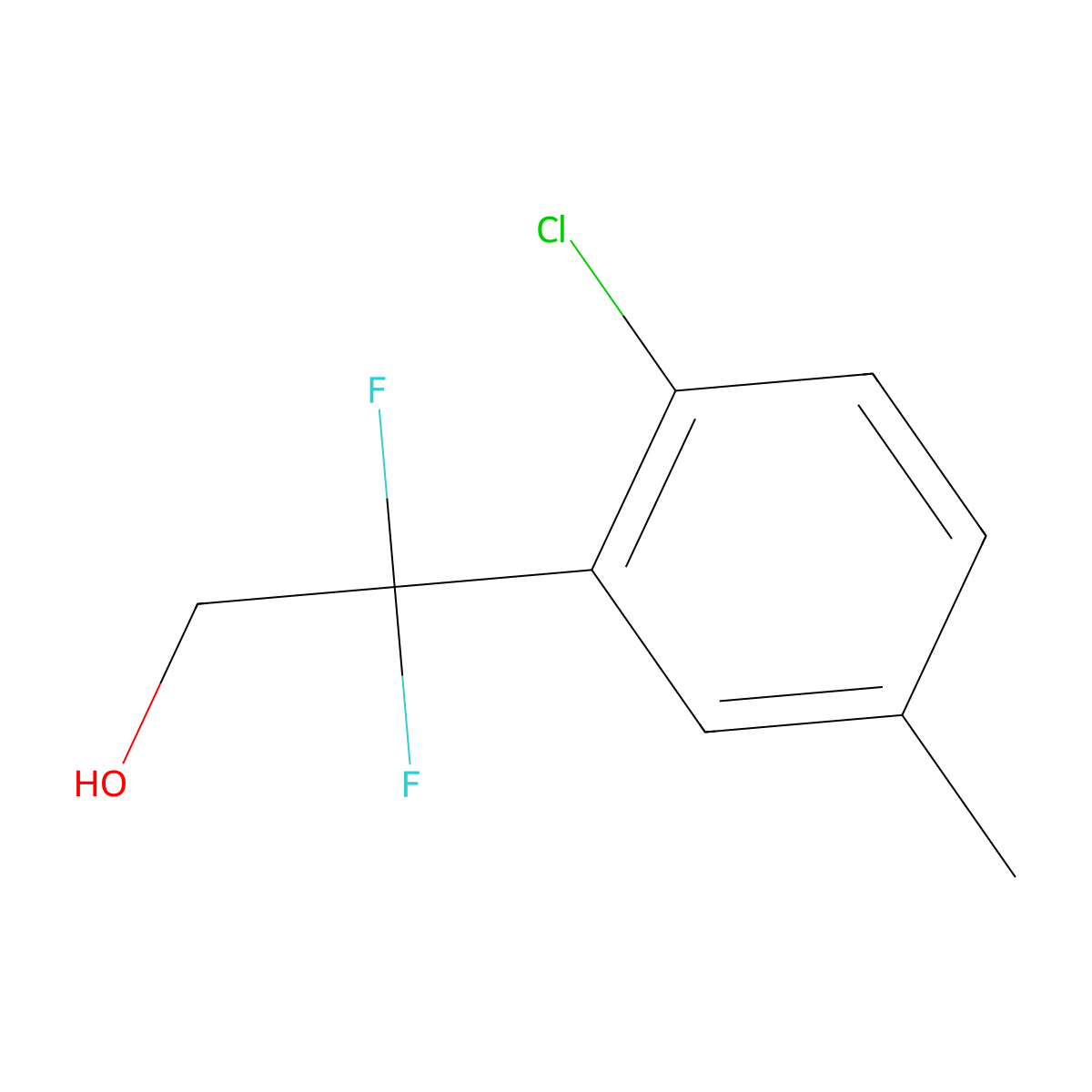 2-(2-Chloro-5-methylphenyl)-2,2-difluoroethan-1-ol molecular structure, CAS 2228439-32-3