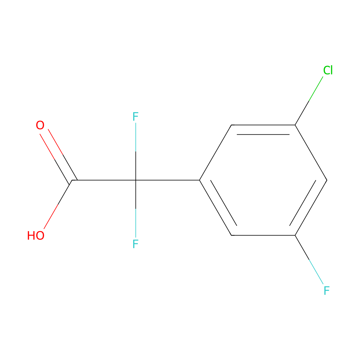 2-(3-Chloro-5-fluorophenyl)-2,2-difluoroacetic acid molecular structure, CAS 2228444-08-2