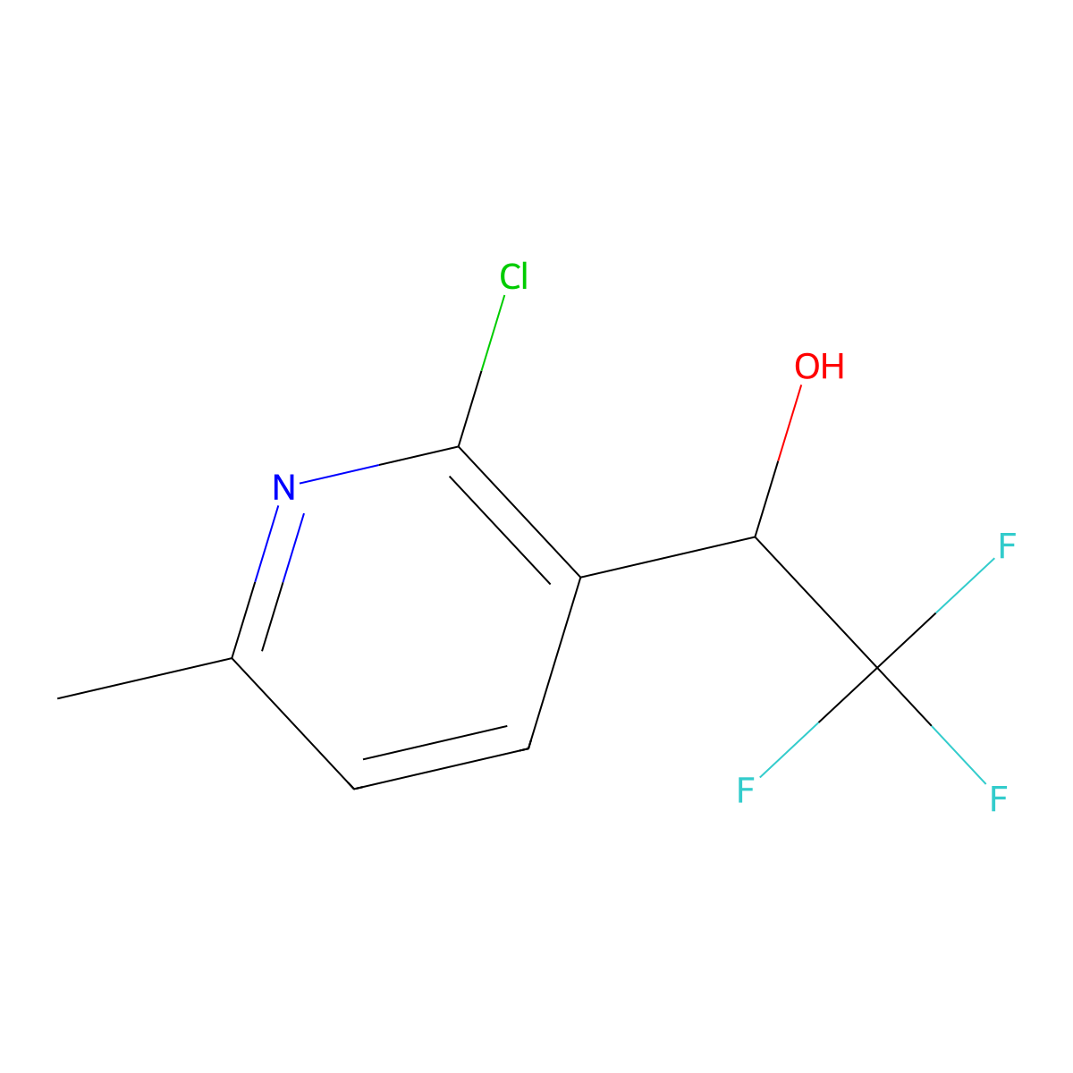 1-(2-Chloro-6-methylpyridin-3-yl)-2,2,2-trifluoroethan-1-ol molecular structure, CAS 2228445-57-4