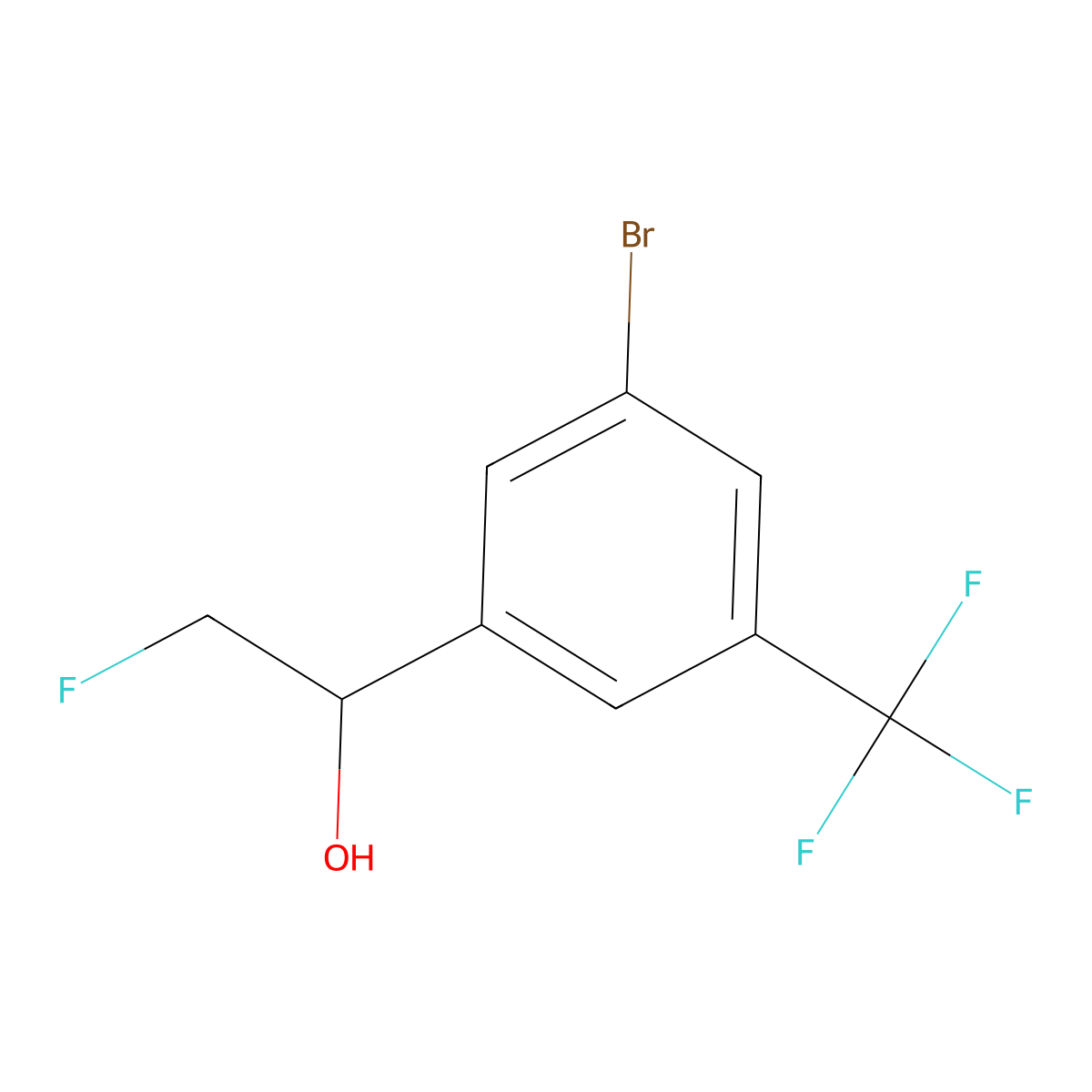 1-[3-Bromo-5-(trifluoromethyl)phenyl]-2-fluoroethan-1-ol molecular structure, CAS 2228446-96-4