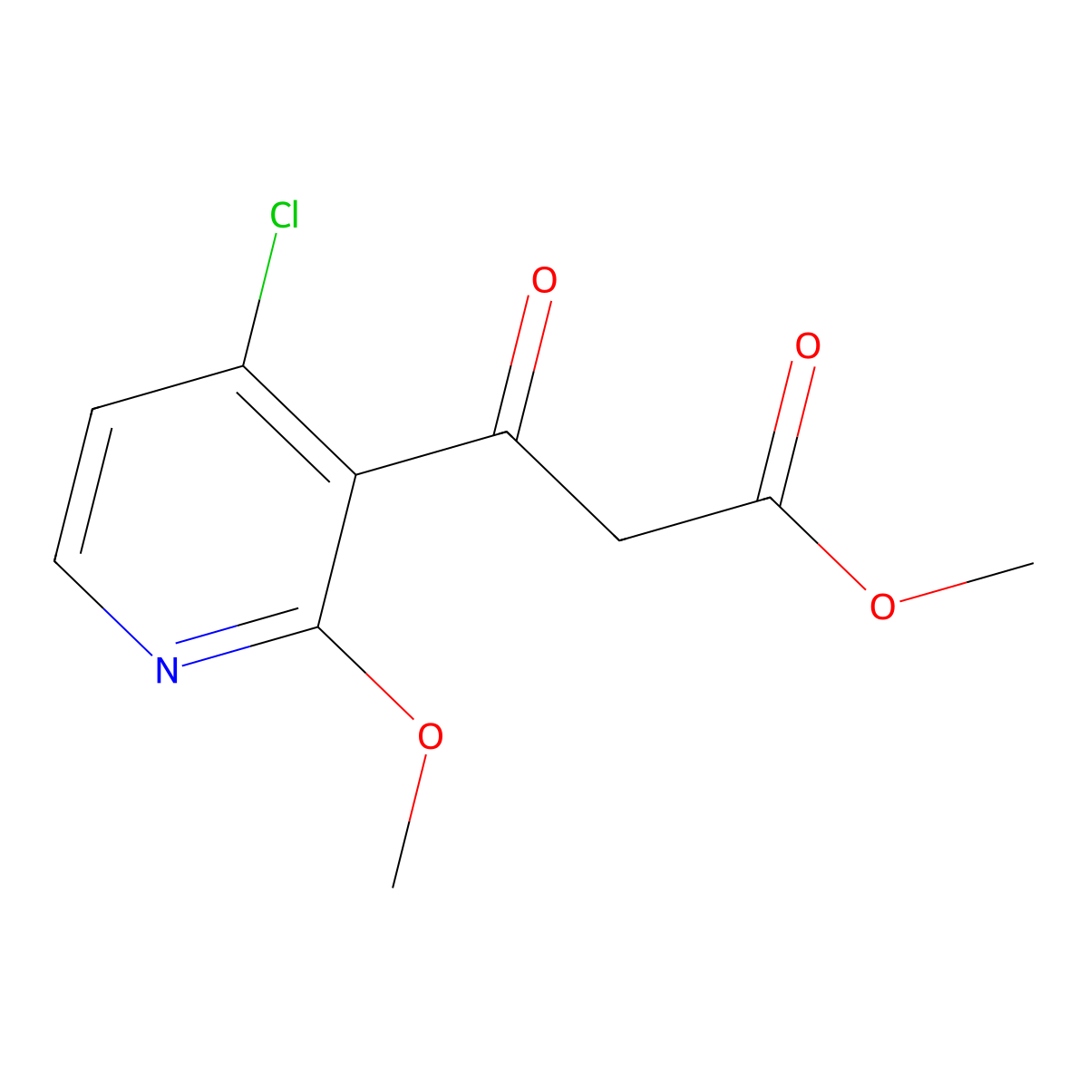 Methyl 3-(4-chloro-2-methoxypyridin-3-yl)-3-oxopropanoate molecular structure, CAS 2228447-61-6