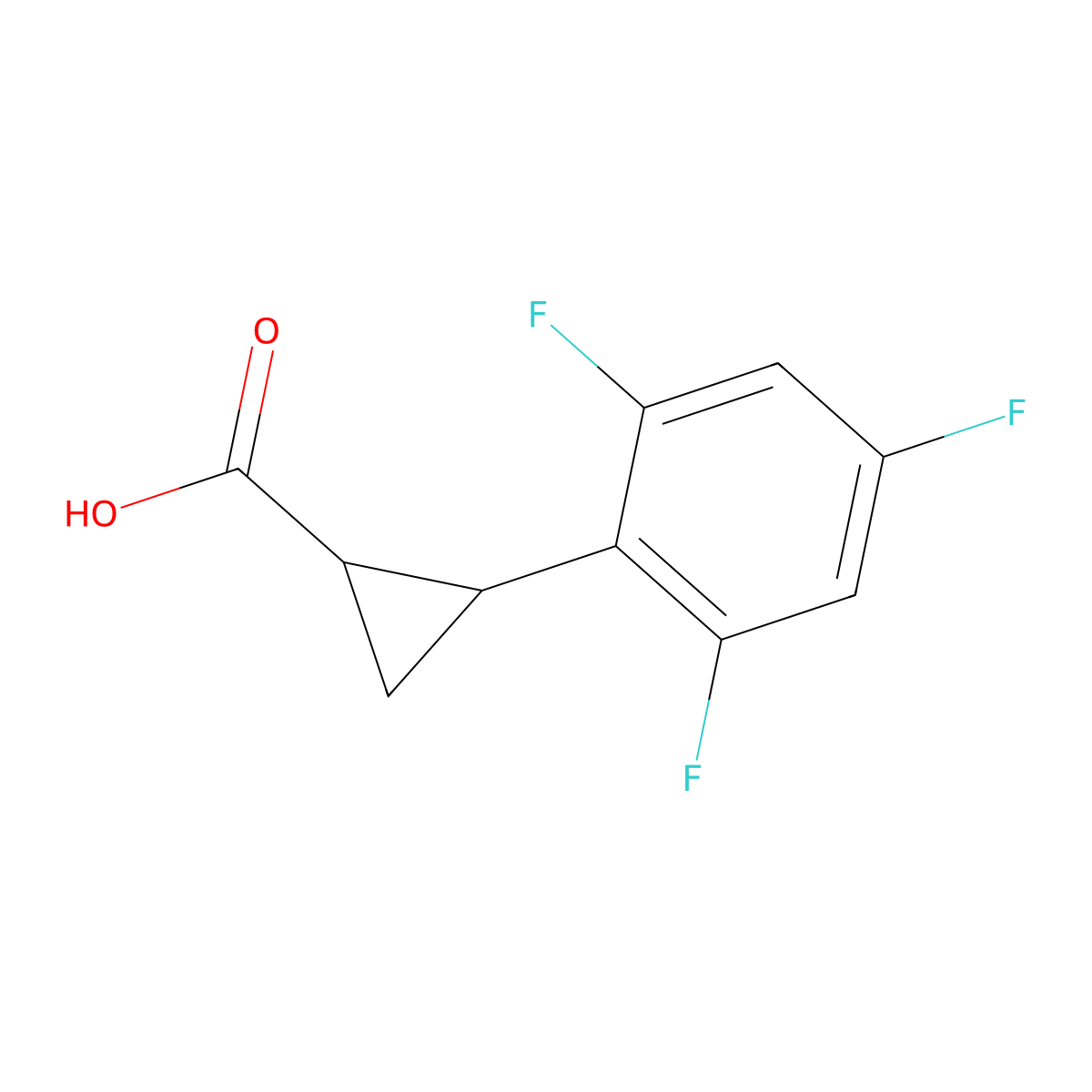 2-(2,4,6-Trifluorophenyl)cyclopropane-1-carboxylic acid molecular structure, CAS 2228449-24-7