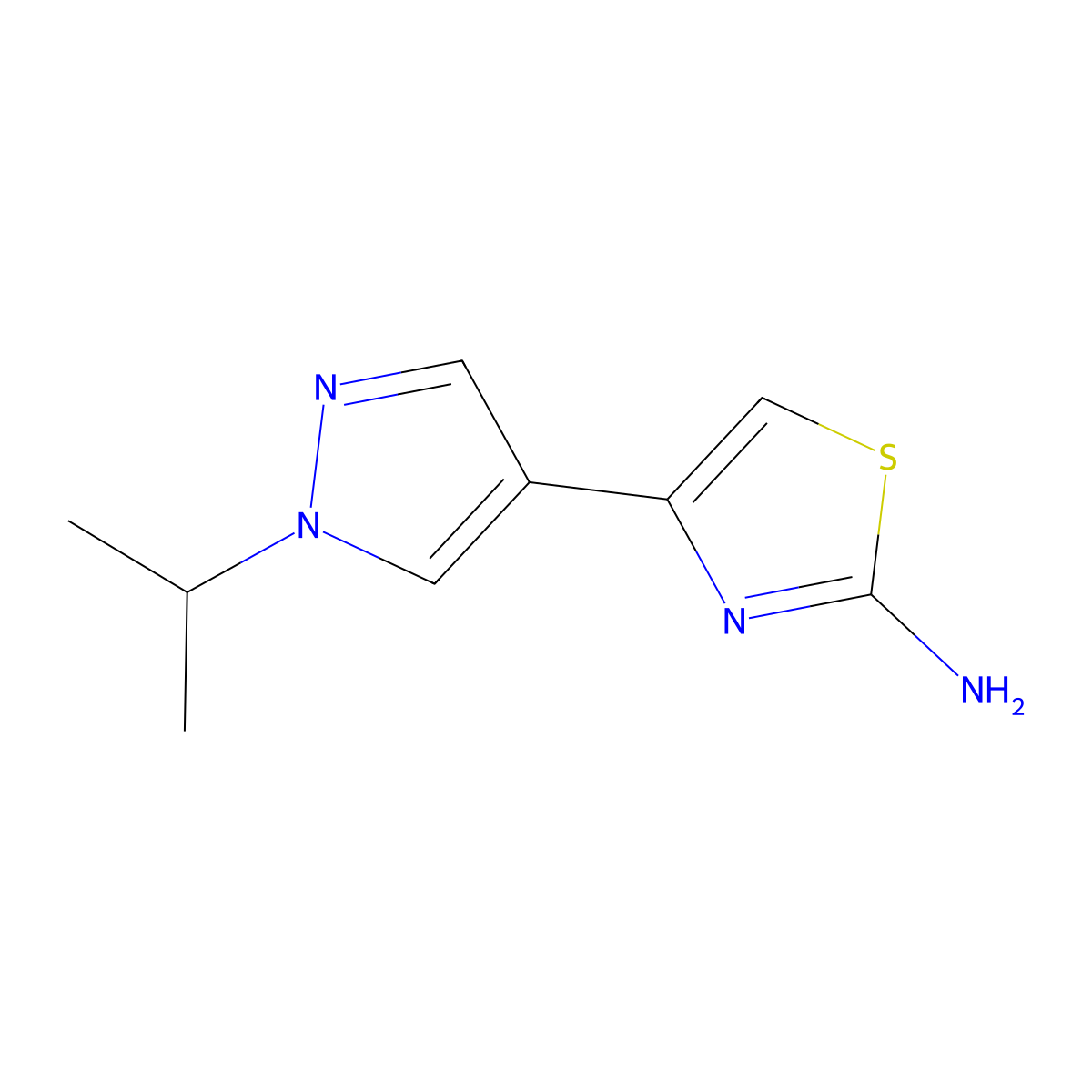 4-[1-(propan-2-yl)-1H-pyrazol-4-yl]-1,3-thiazol-2-amine molecular structure, CAS 2228449-31-6
