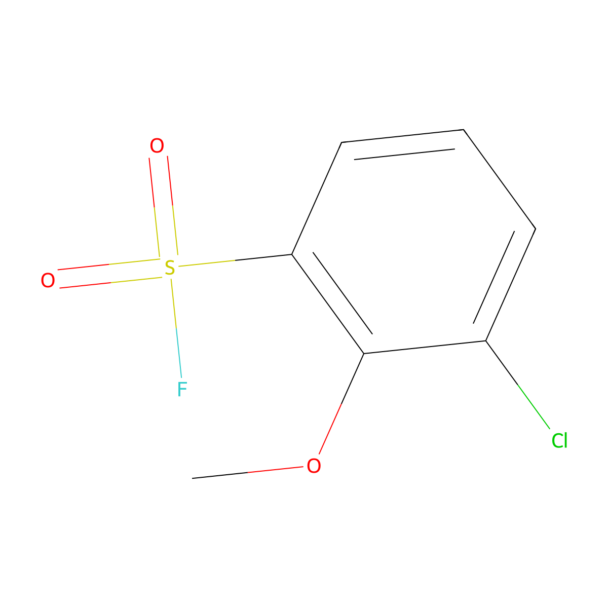 3-Chloro-2-methoxybenzene-1-sulfonyl fluoride molecular structure, CAS 2228455-12-5