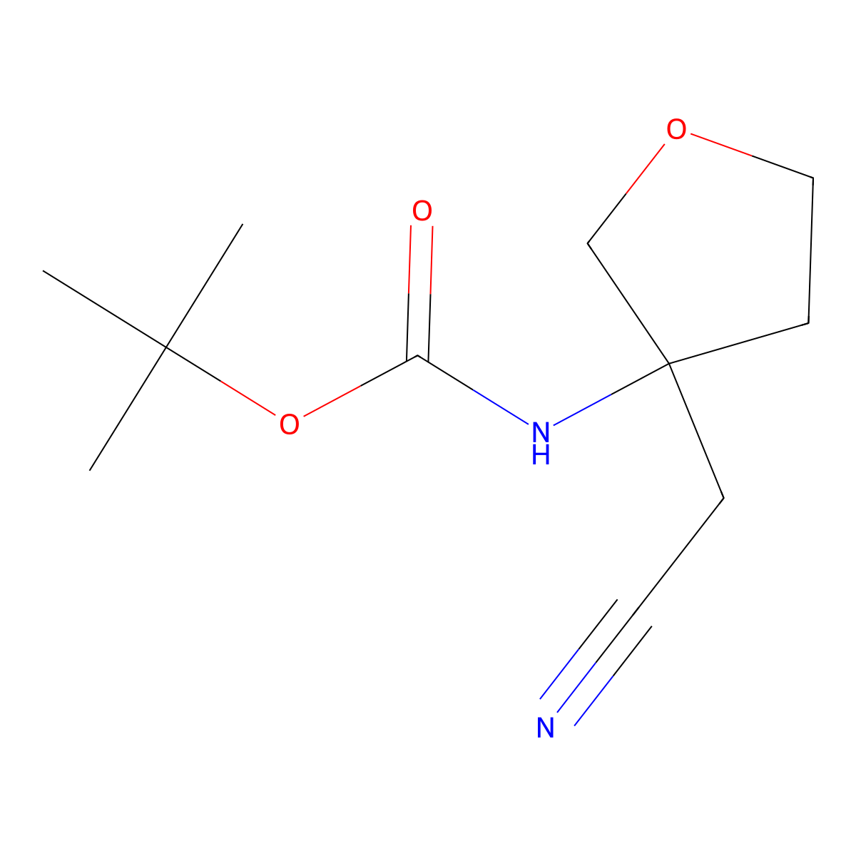 tert-butyl N-[3-(cyanomethyl)oxolan-3-yl]carbamate molecular structure, CAS 2228455-91-0
