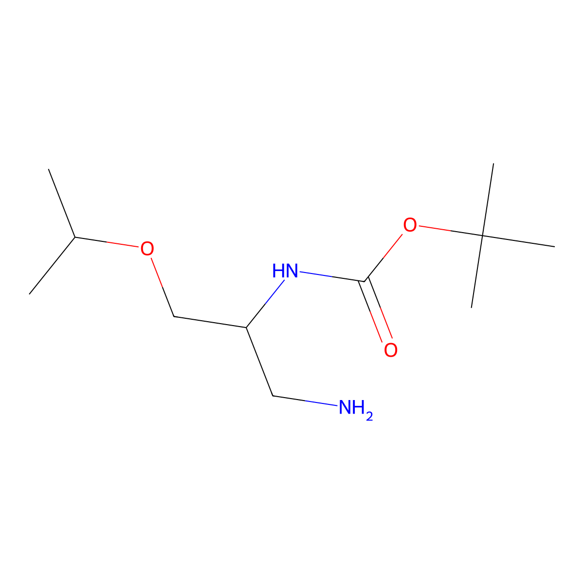 tert-butyl N-[1-amino-3-(propan-2-yloxy)propan-2-yl]carbamate molecular structure, CAS 2228456-04-8