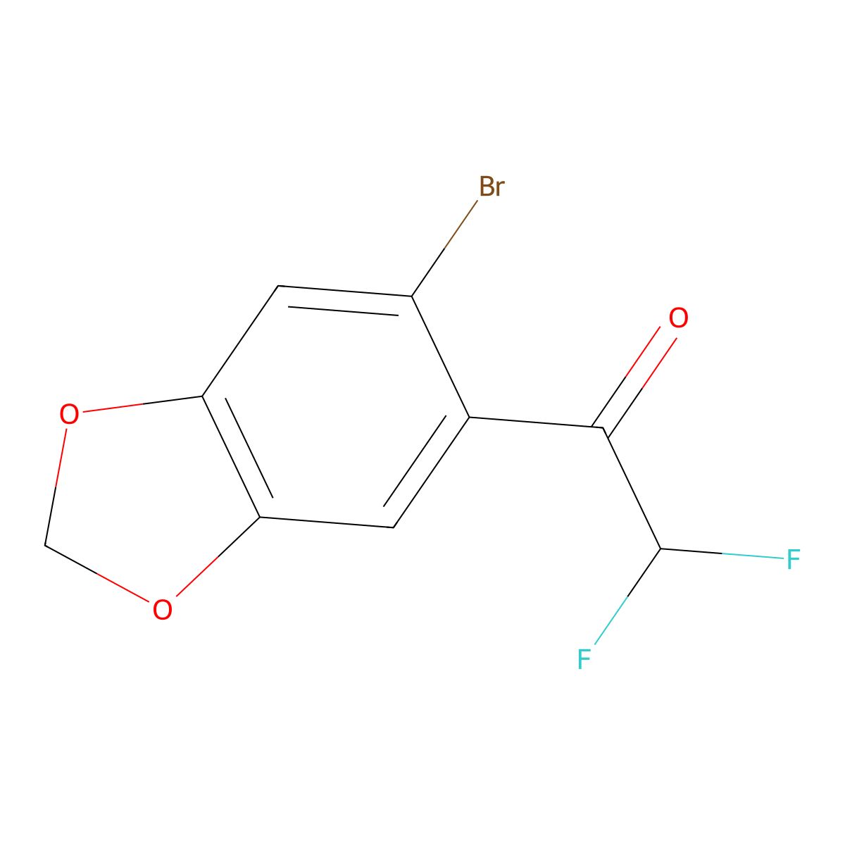 1-(6-Bromo-1,3-dioxaindan-5-yl)-2,2-difluoroethan-1-one molecular structure, CAS 2228458-08-8