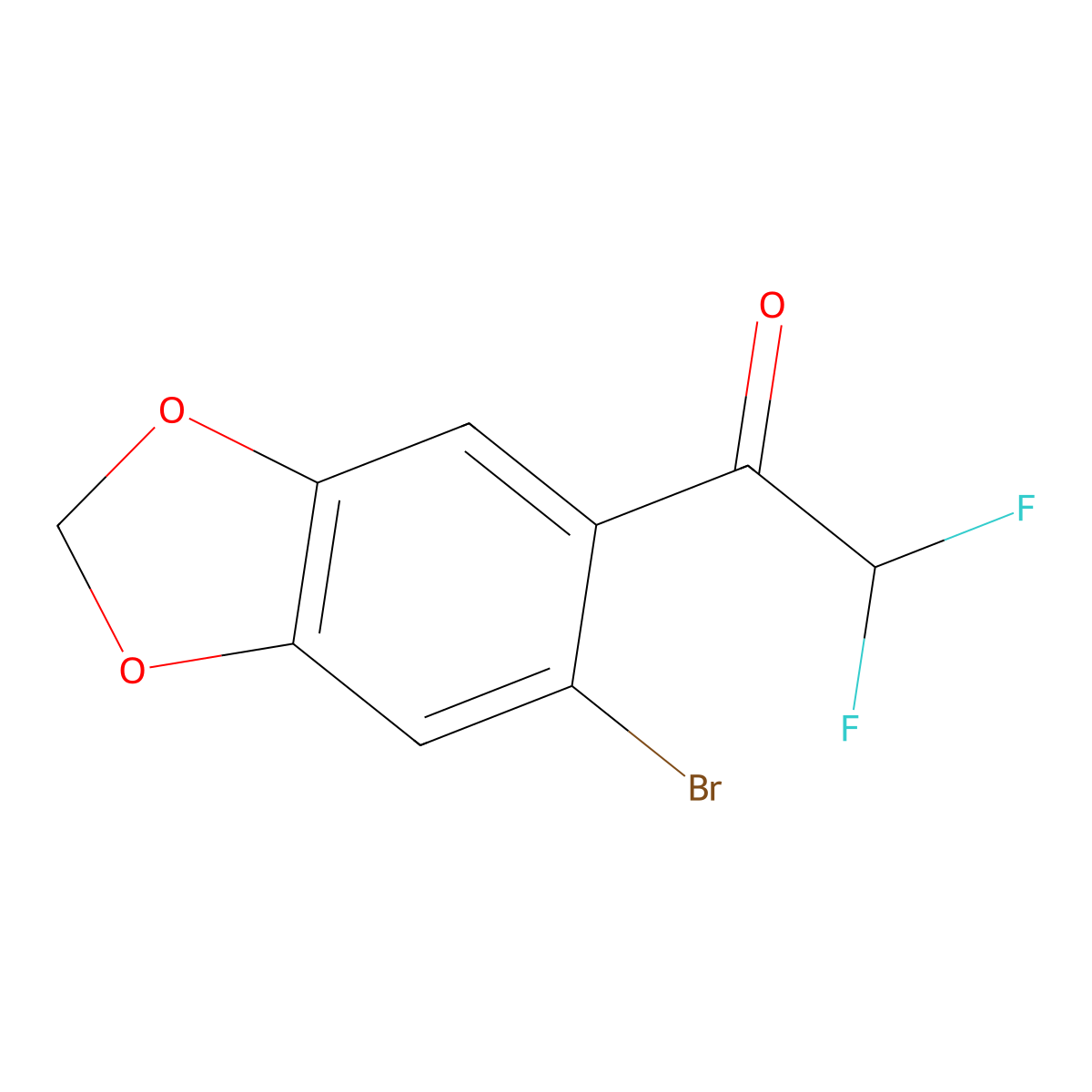 1-(6-Bromo-1,3-dioxaindan-5-yl)-2,2-difluoroethan-1-one molecular structure, CAS 2228458-08-8