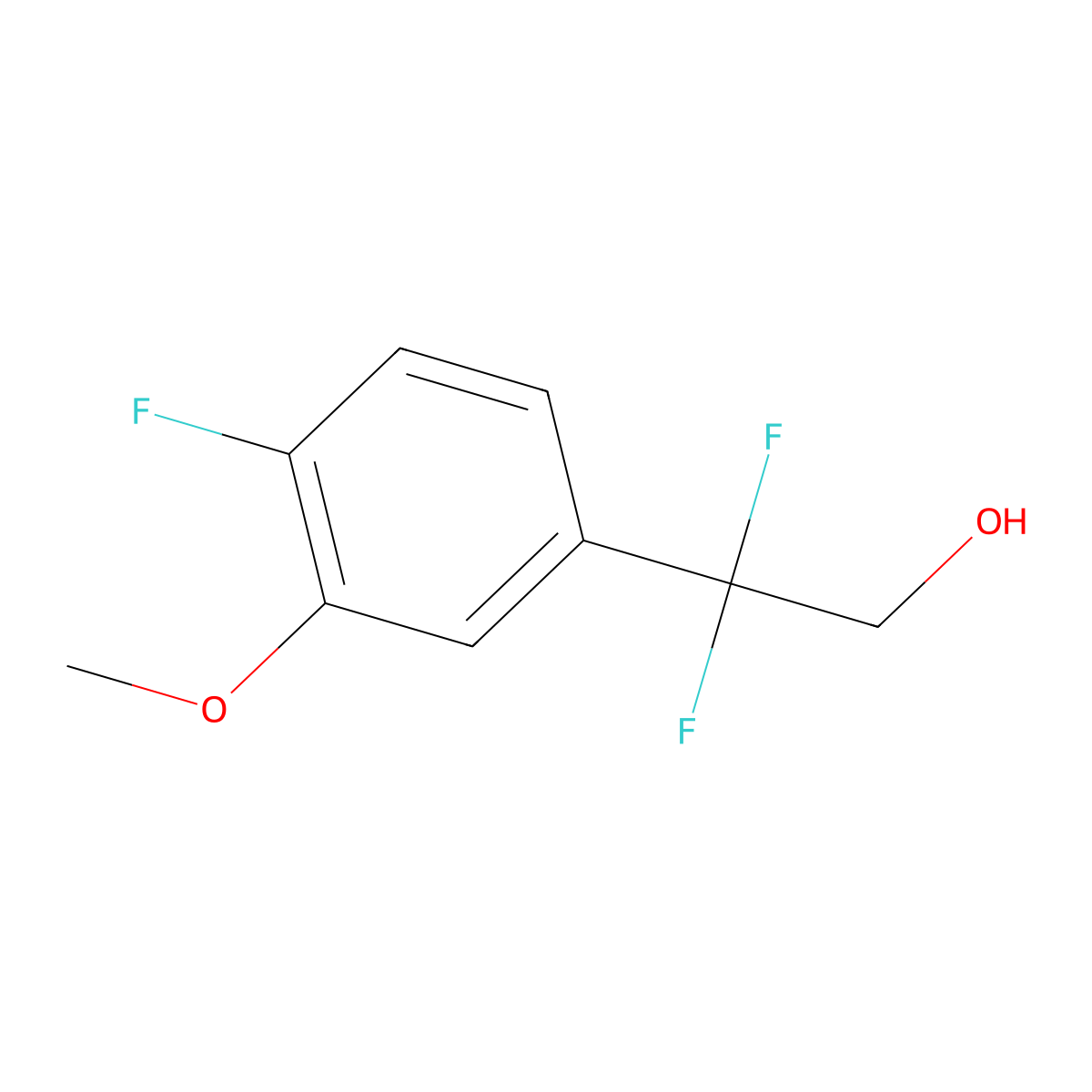 2,2-Difluoro-2-(4-fluoro-3-methoxyphenyl)ethan-1-ol molecular structure, CAS 2228458-83-9