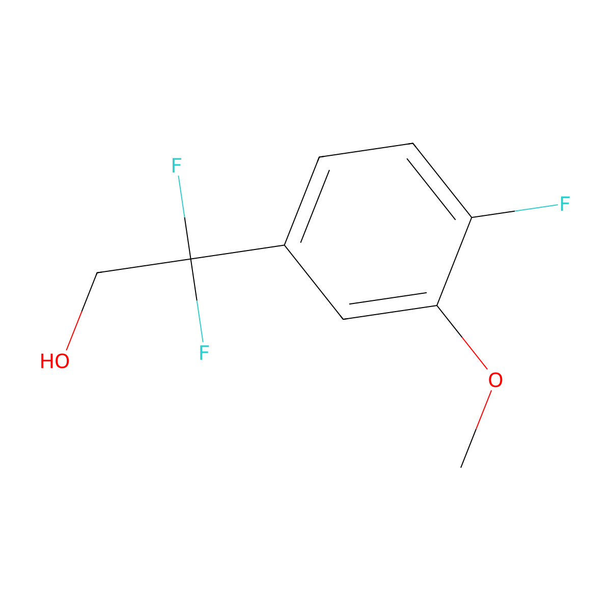2,2-Difluoro-2-(4-fluoro-3-methoxyphenyl)ethan-1-ol molecular structure, CAS 2228458-83-9