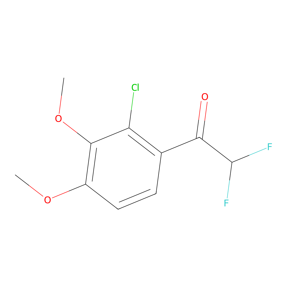 1-(2-Chloro-3,4-dimethoxyphenyl)-2,2-difluoroethan-1-one molecular structure, CAS 2228459-63-8