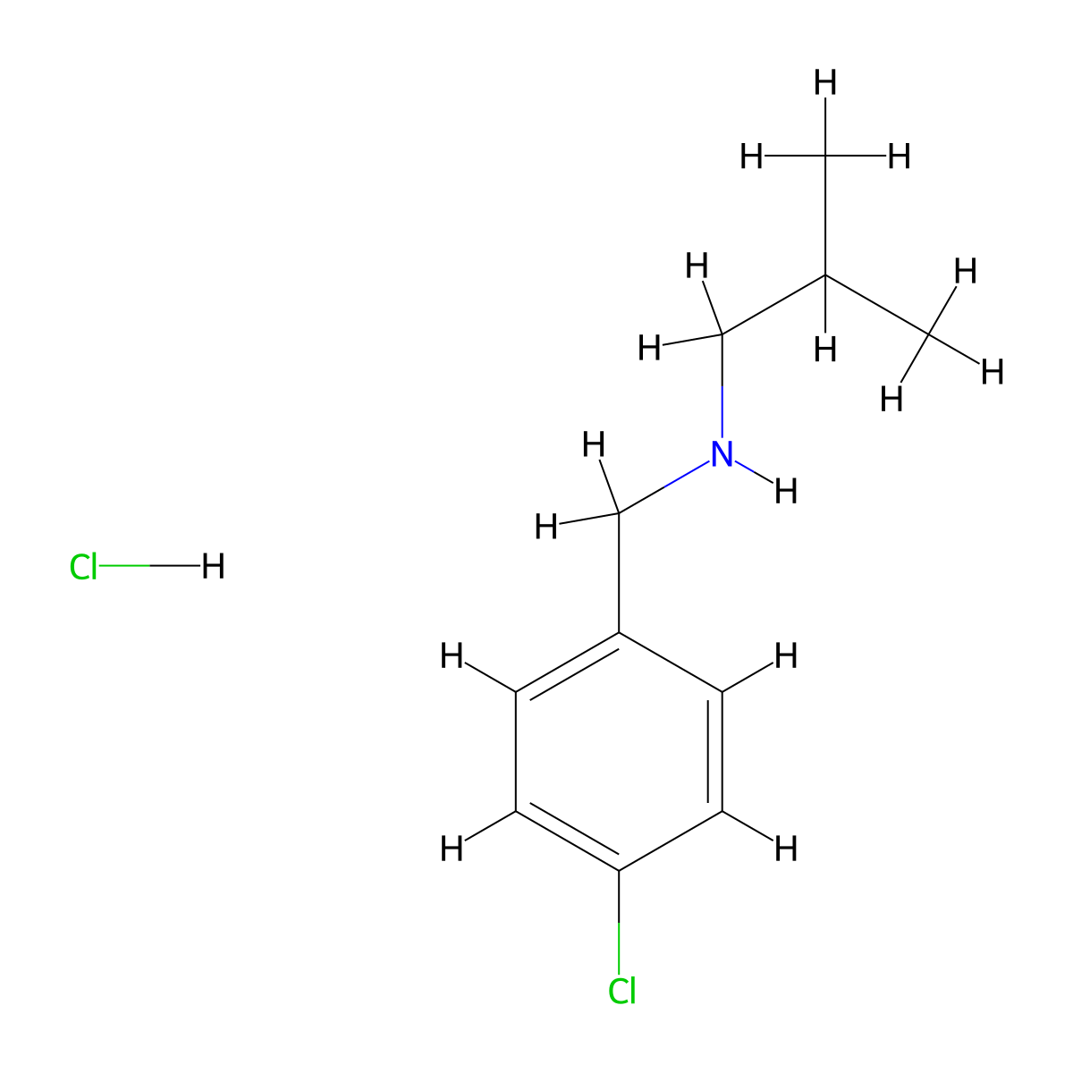 N-(4-Chlorobenzyl)-2-methyl-1-propanamine hydrochloride molecular structure, CAS 222846-44-8