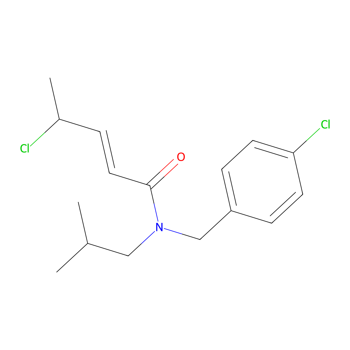 (2e)-4-Chloro-n-[(4-chlorophenyl)methyl]-n-(2-methylpropyl)pent-2-enamide molecular structure, CAS 222846-51-7