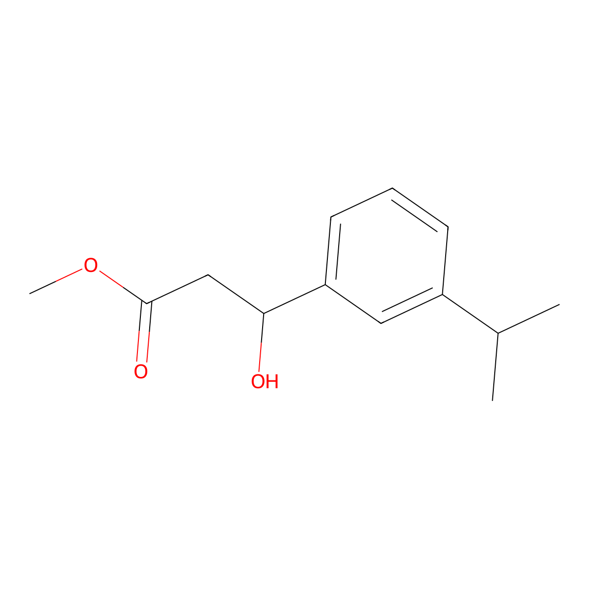 Methyl 3-hydroxy-3-[3-(propan-2-yl)phenyl]propanoate molecular structure, CAS 2228463-13-4