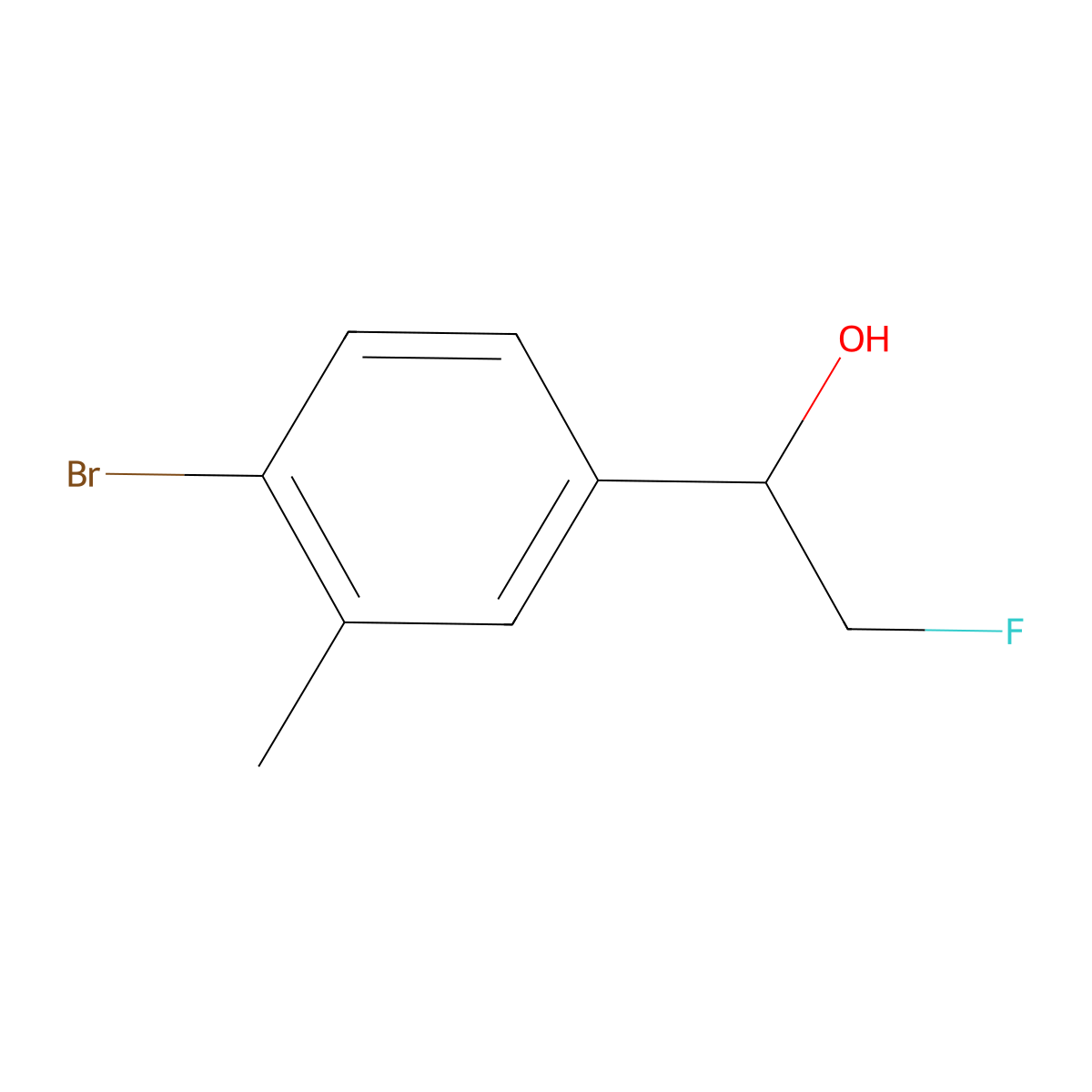 1-(4-Bromo-3-methylphenyl)-2-fluoroethan-1-ol molecular structure, CAS 2228465-86-7