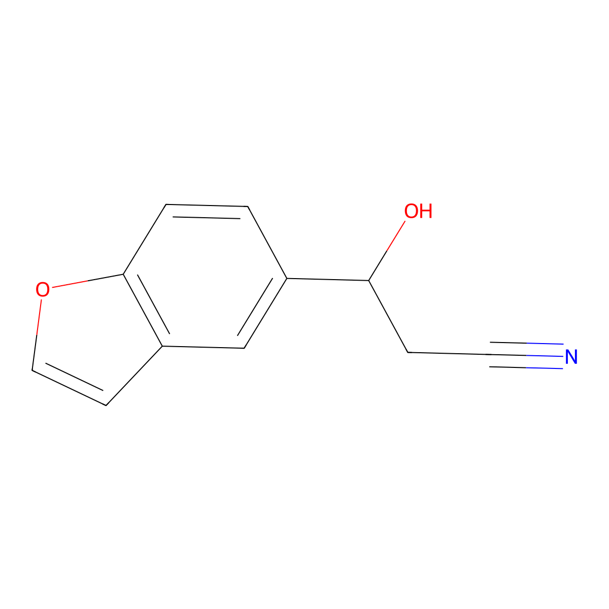 3-(1-Benzofuran-5-yl)-3-hydroxypropanenitrile molecular structure, CAS 2228467-16-9