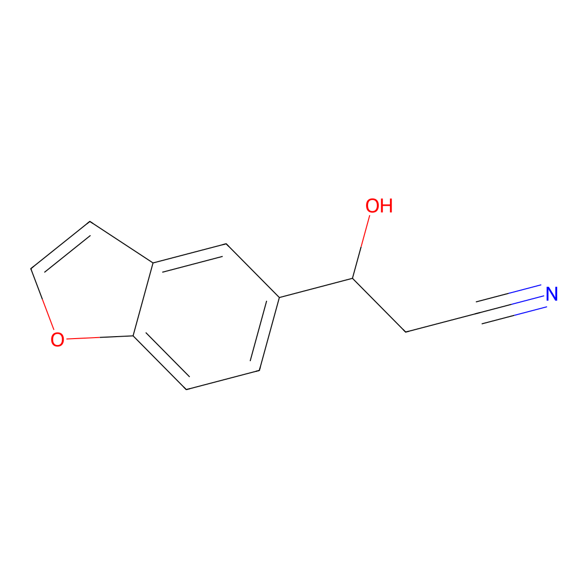 3-(1-Benzofuran-5-yl)-3-hydroxypropanenitrile molecular structure, CAS 2228467-16-9