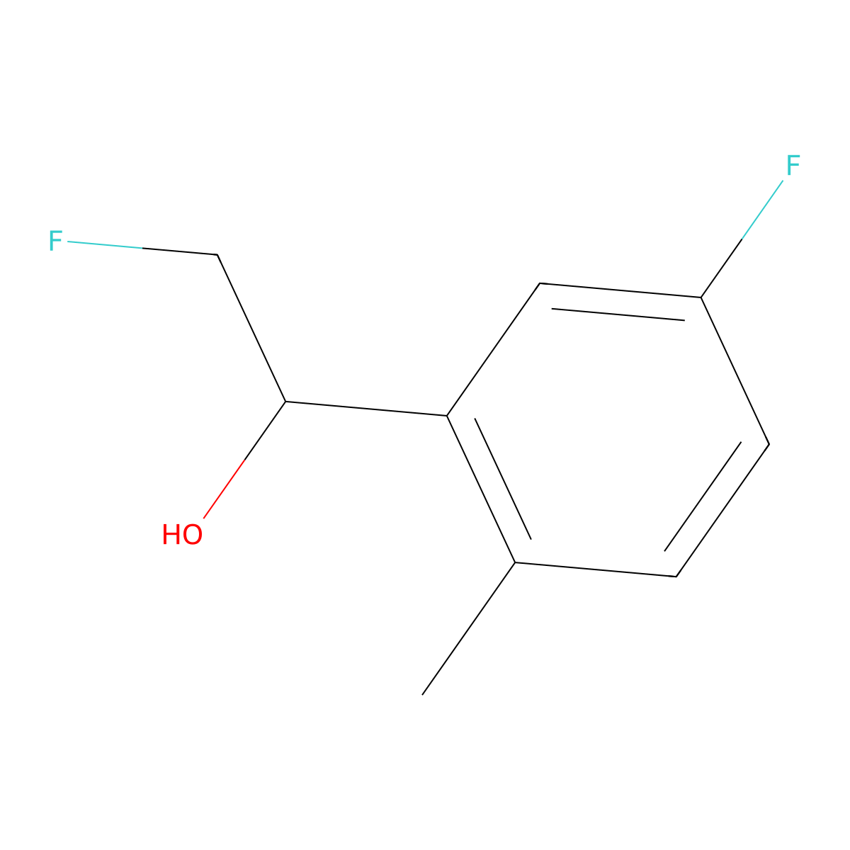 2-Fluoro-1-(5-fluoro-2-methylphenyl)ethan-1-ol molecular structure, CAS 2228467-77-2
