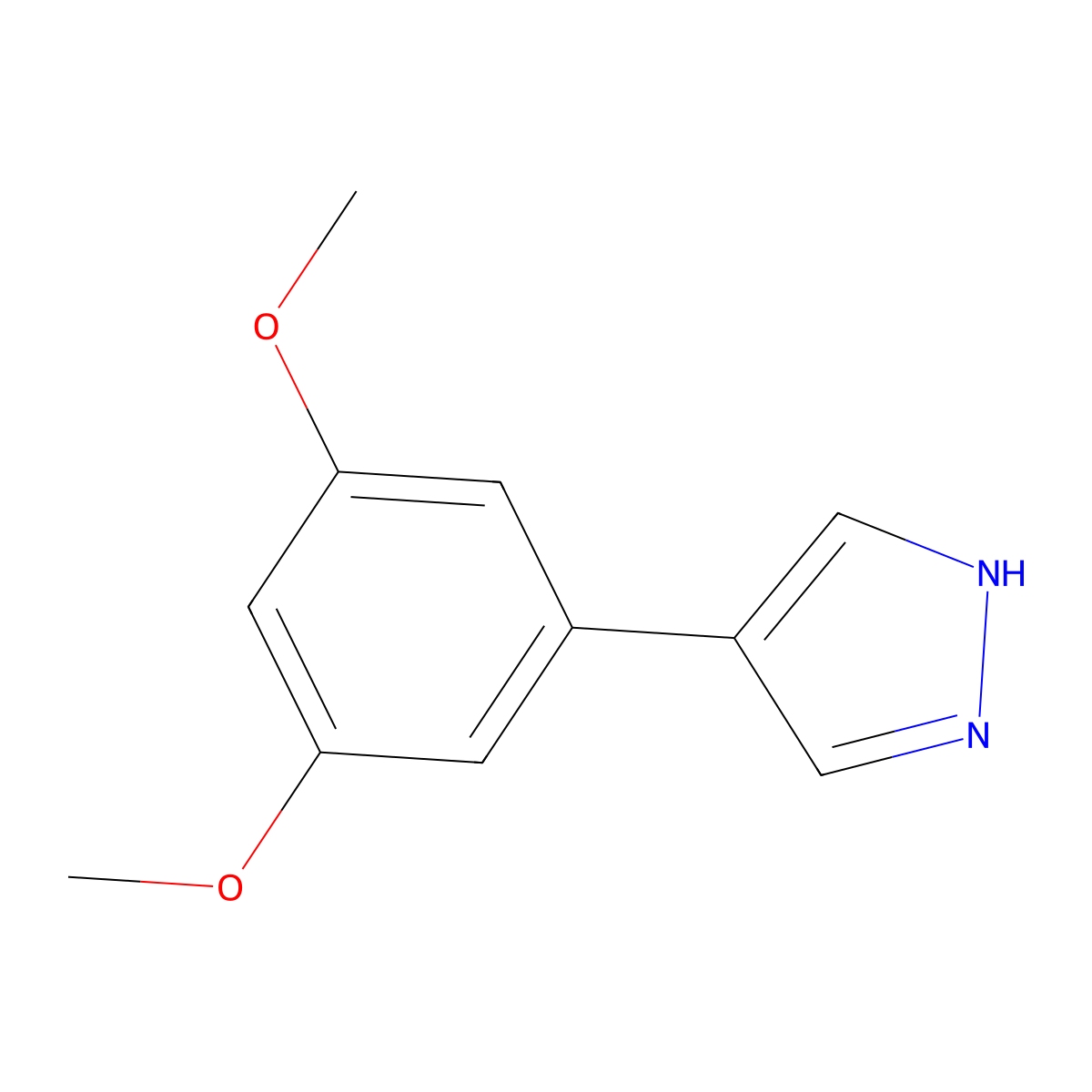 4-(3,5-dimethoxyphenyl)-1H-pyrazole molecular structure, CAS 2228468-54-8